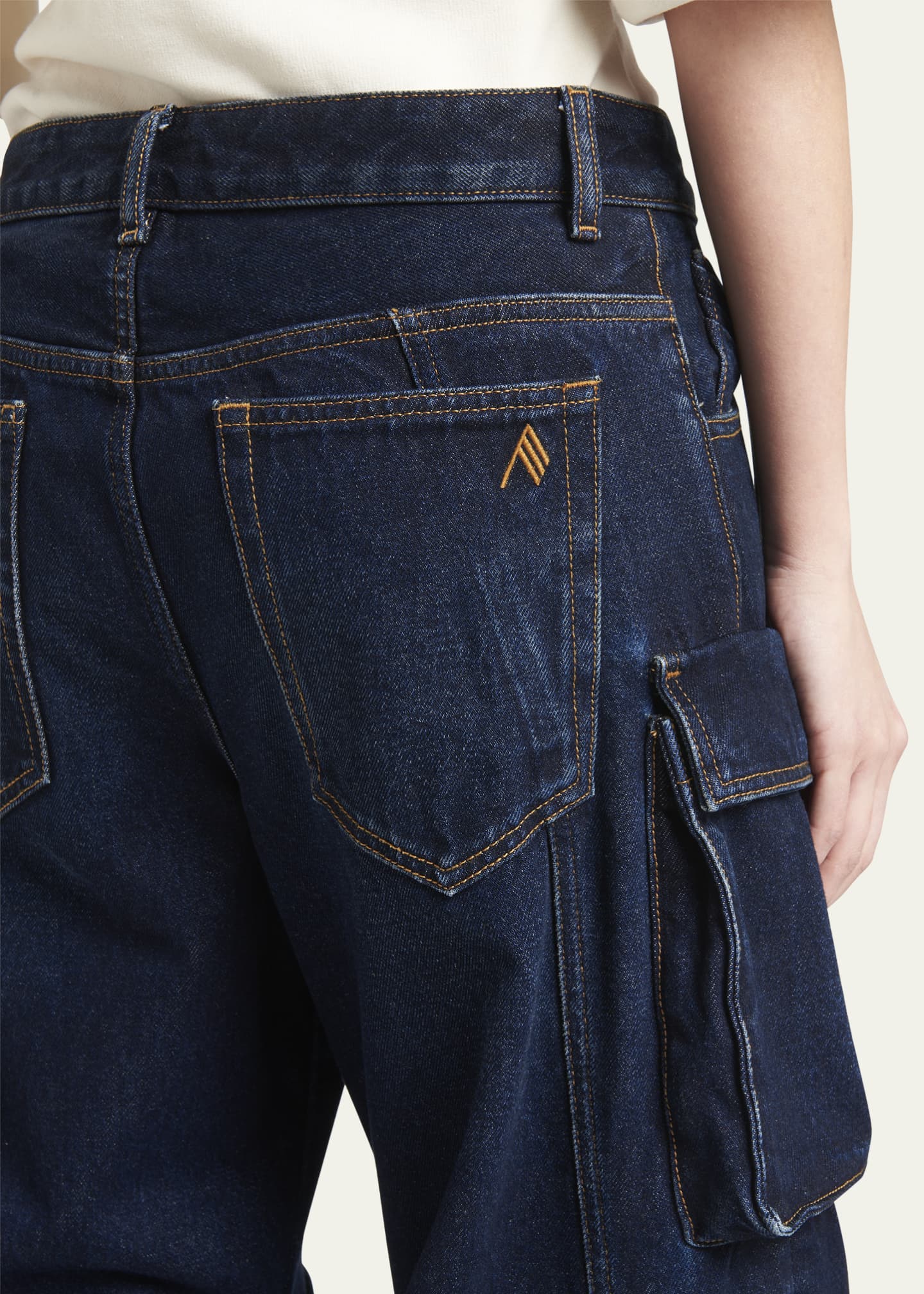 The Attico Fern Long Denim Cargo Pants Bergdorf Goodman