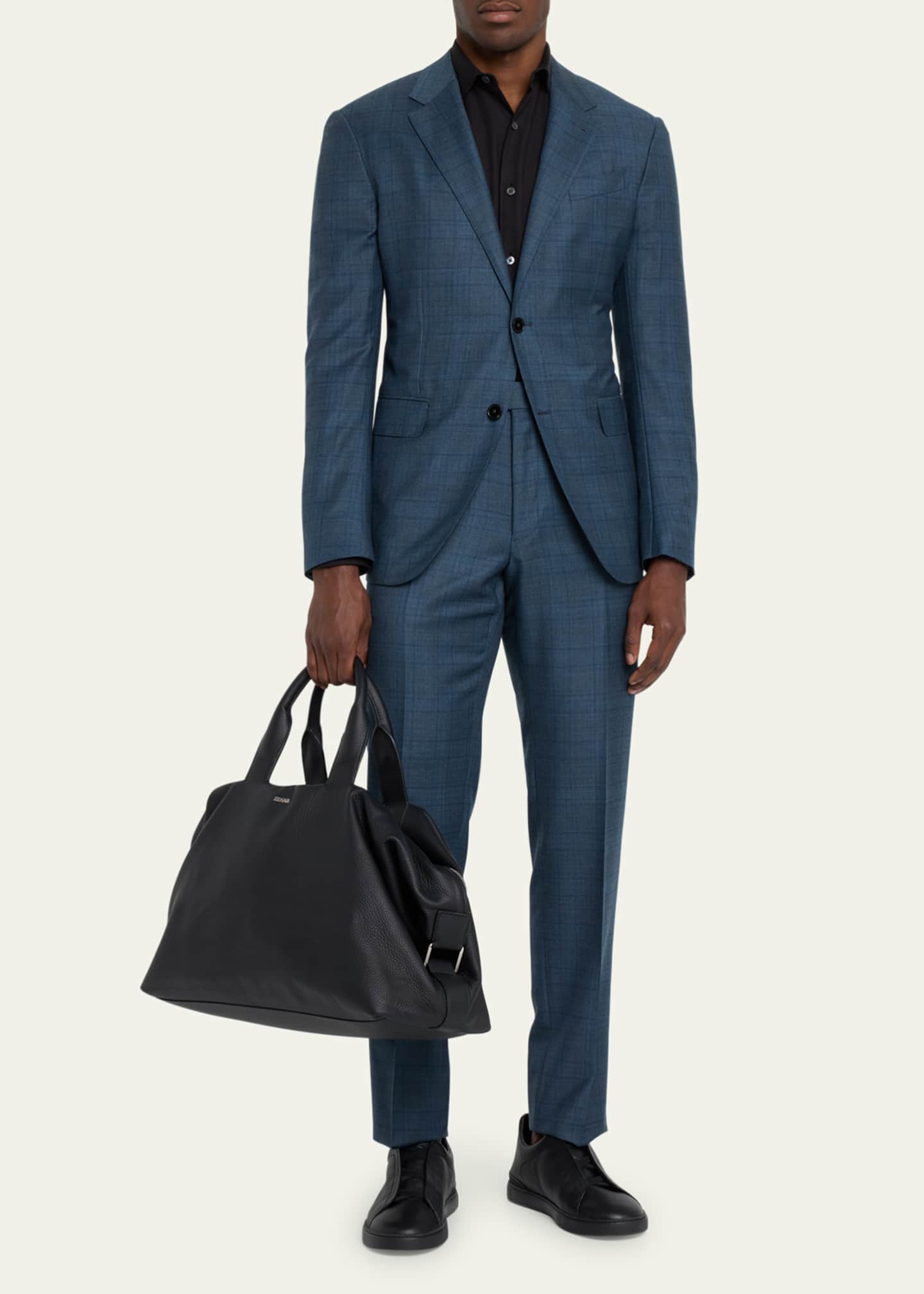 ZEGNA Men's Holdall Raglan Leather Duffle Bag Bergdorf Goodman