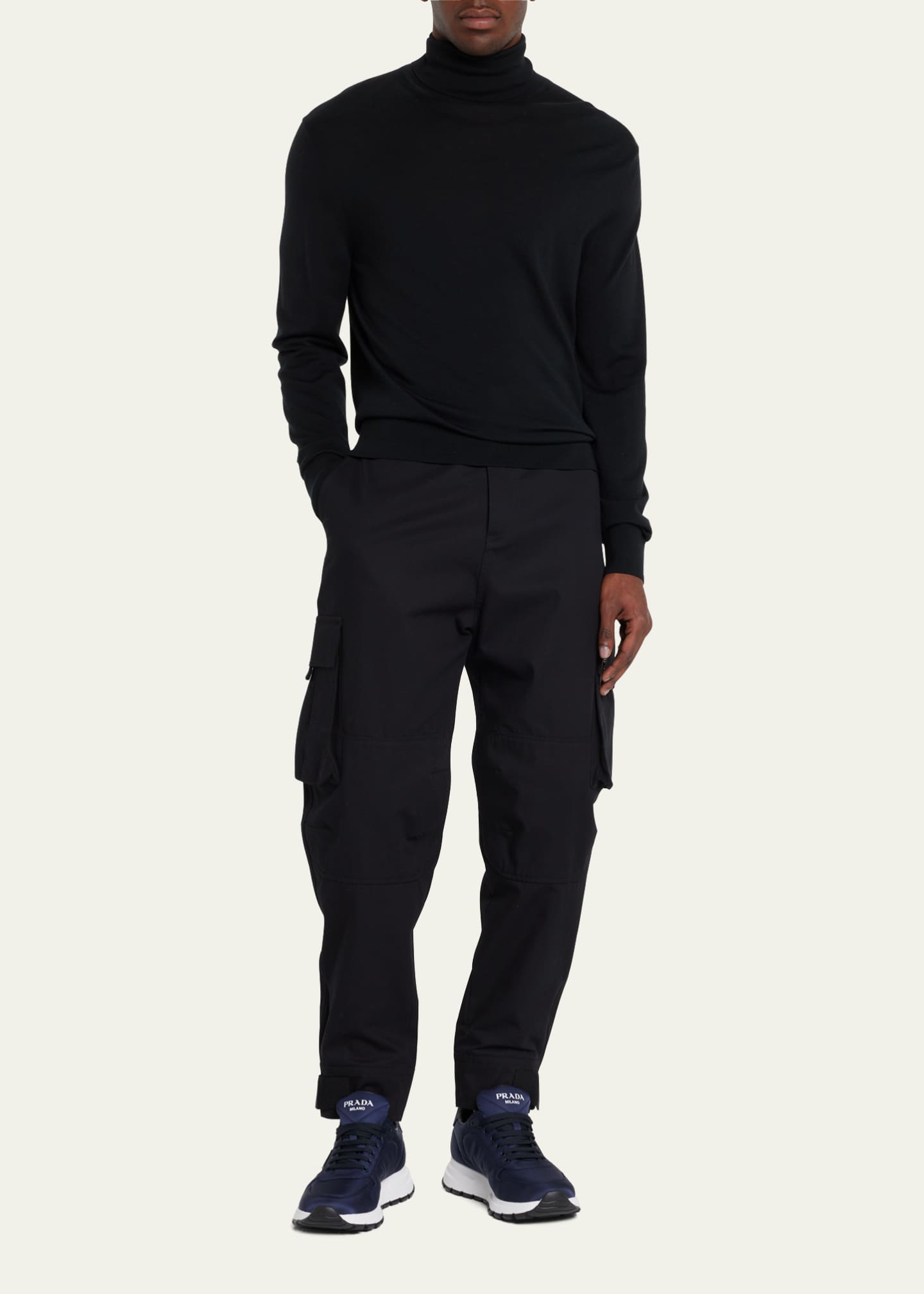 Prada Men's Prax Triangle Logo Nylon Low-Top Sneakers Image 3 of 5