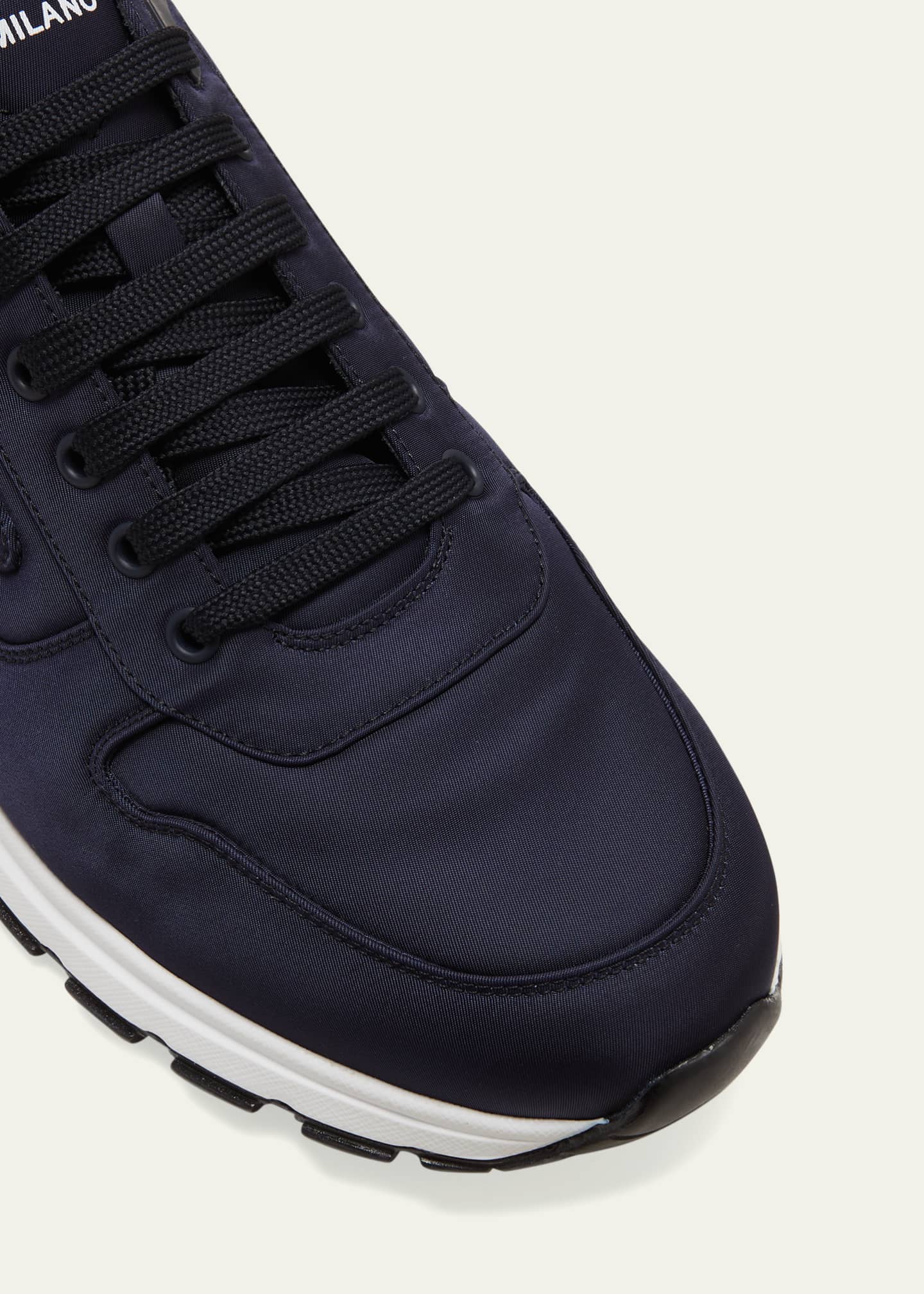 Prada Men's Prax Triangle Logo Nylon Low-Top Sneakers Image 5 of 5