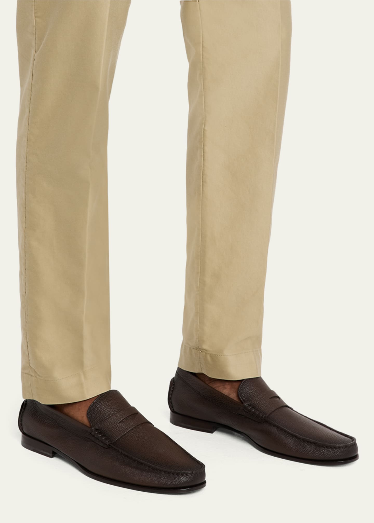Santoni Men's Ikangia Leather Penny Loafers - Bergdorf Goodman