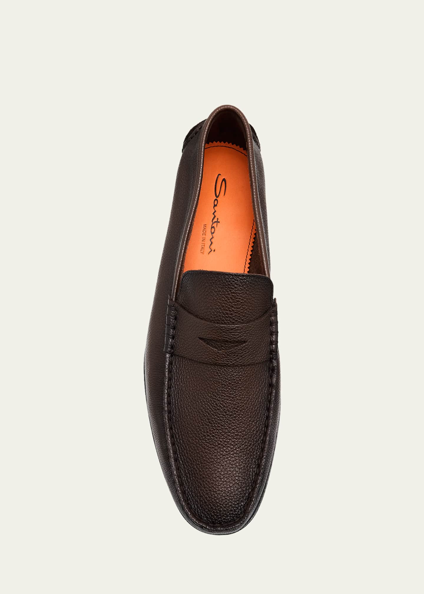 Santoni Men's Ikangia Leather Penny Loafers - Bergdorf Goodman