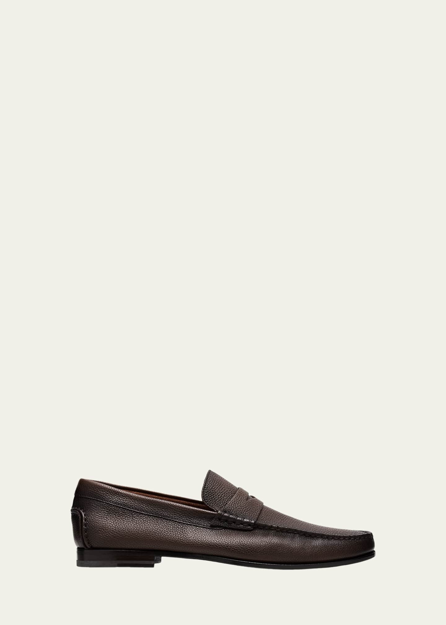 Santoni Men's Ikangia Leather Penny Loafers - Bergdorf Goodman