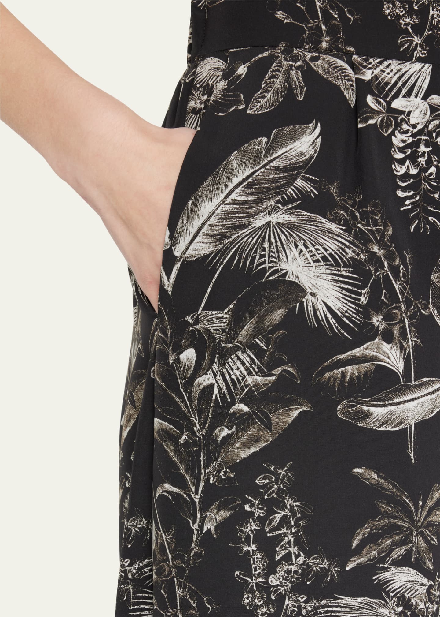 Porcelain Floral Print Flare Pajama Trousers - Thumbnail 5