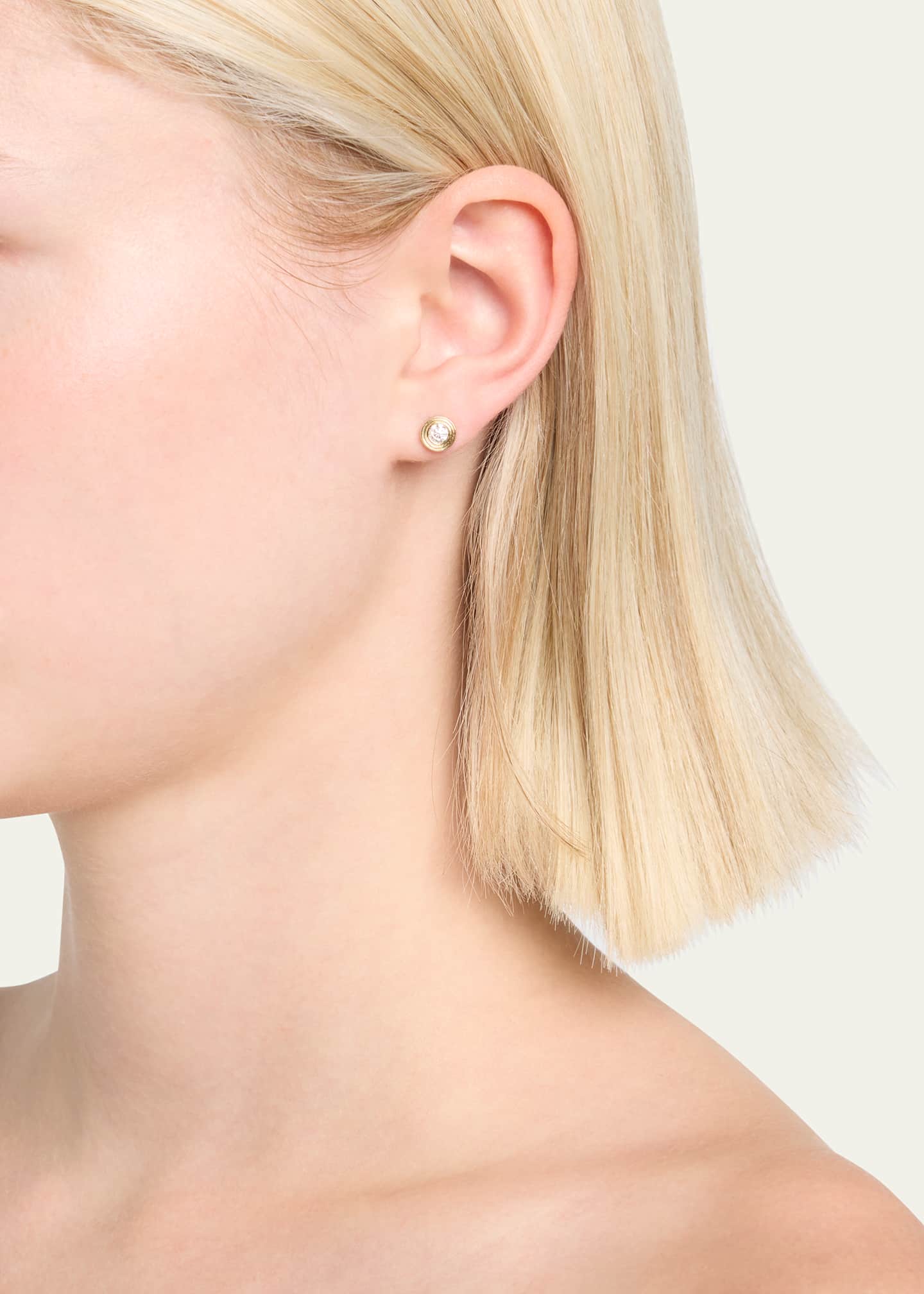 Sydney Evan 14k Fluted Diamond Stud Earring, Single Image 2 of 4
