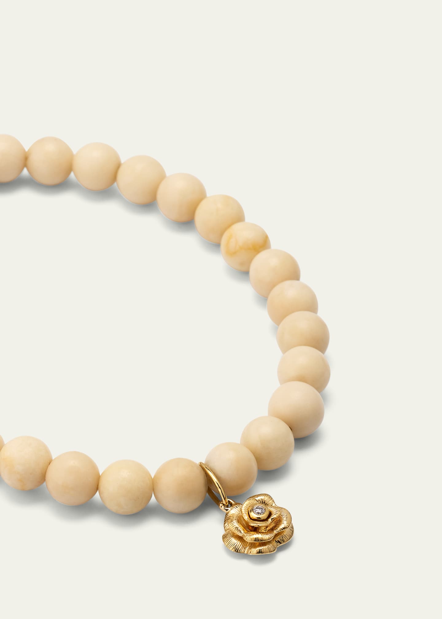 Sydney Evan Coral Bead Bracelet with Rose Charm Bergdorf Goodman