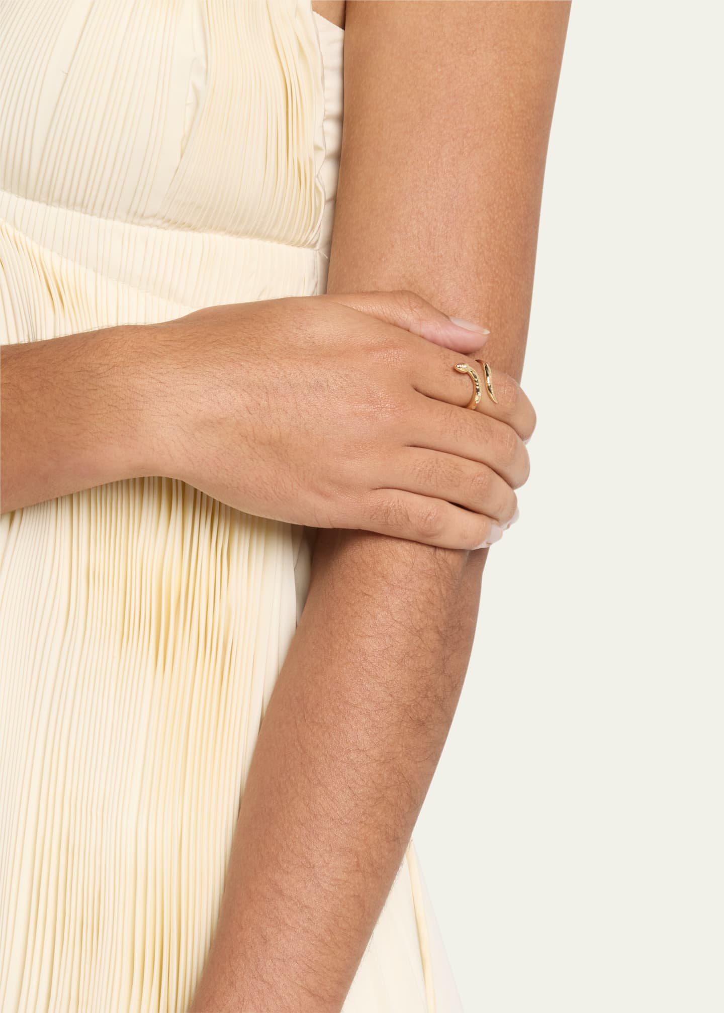 14K Yellow Gold Wrap Snake Ring with Diamonds, Size 6.5