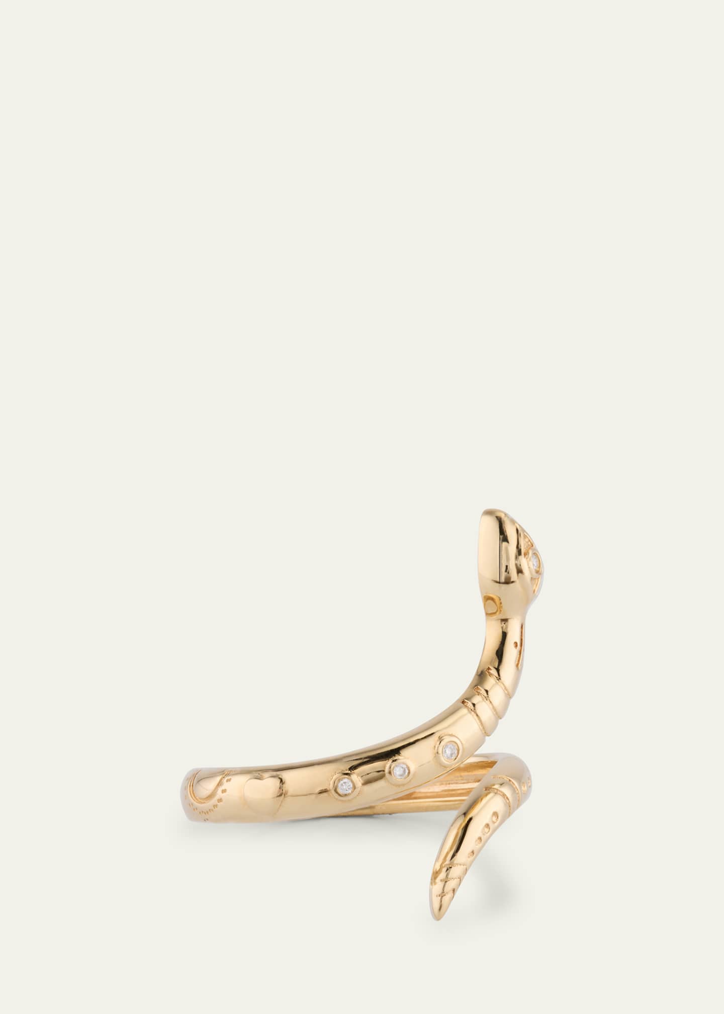 14K Yellow Gold Wrap Snake Ring with Diamonds, Size 6.5