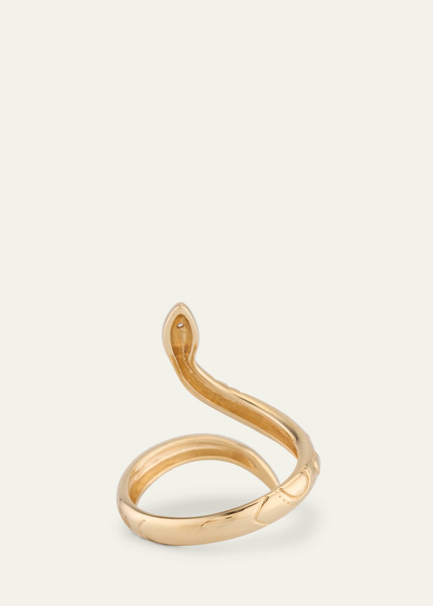 14K Yellow Gold Wrap Snake Ring with Diamonds, Size 6.5
