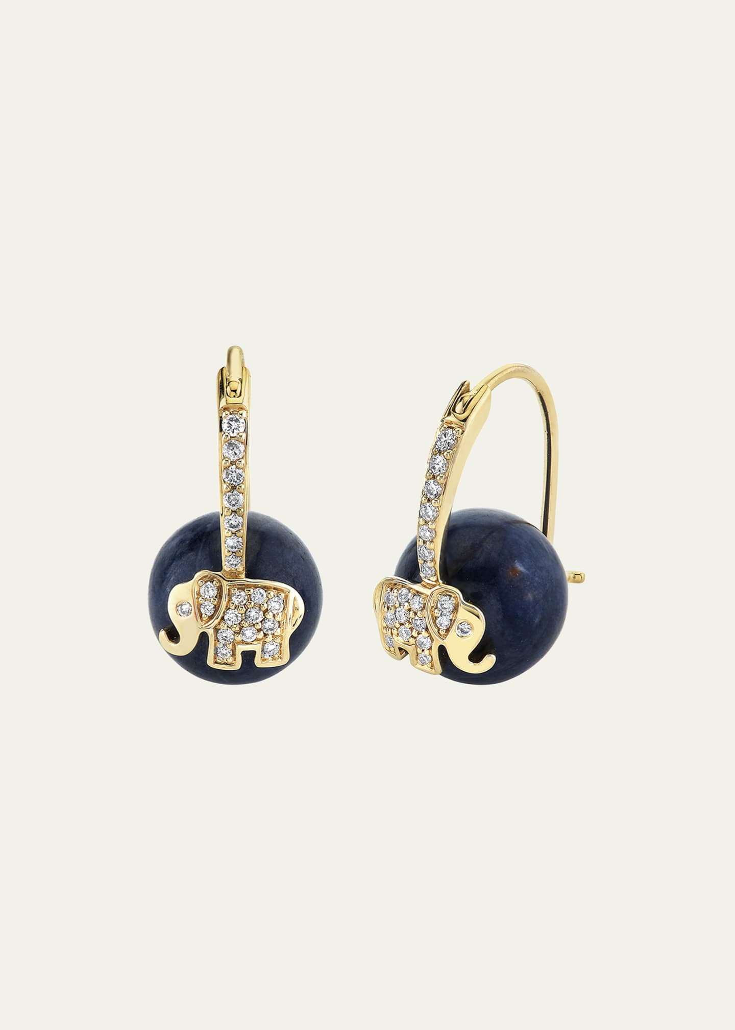 Sydney Evan 14K Yellow Gold Diamond and Elephant Bead Earrings