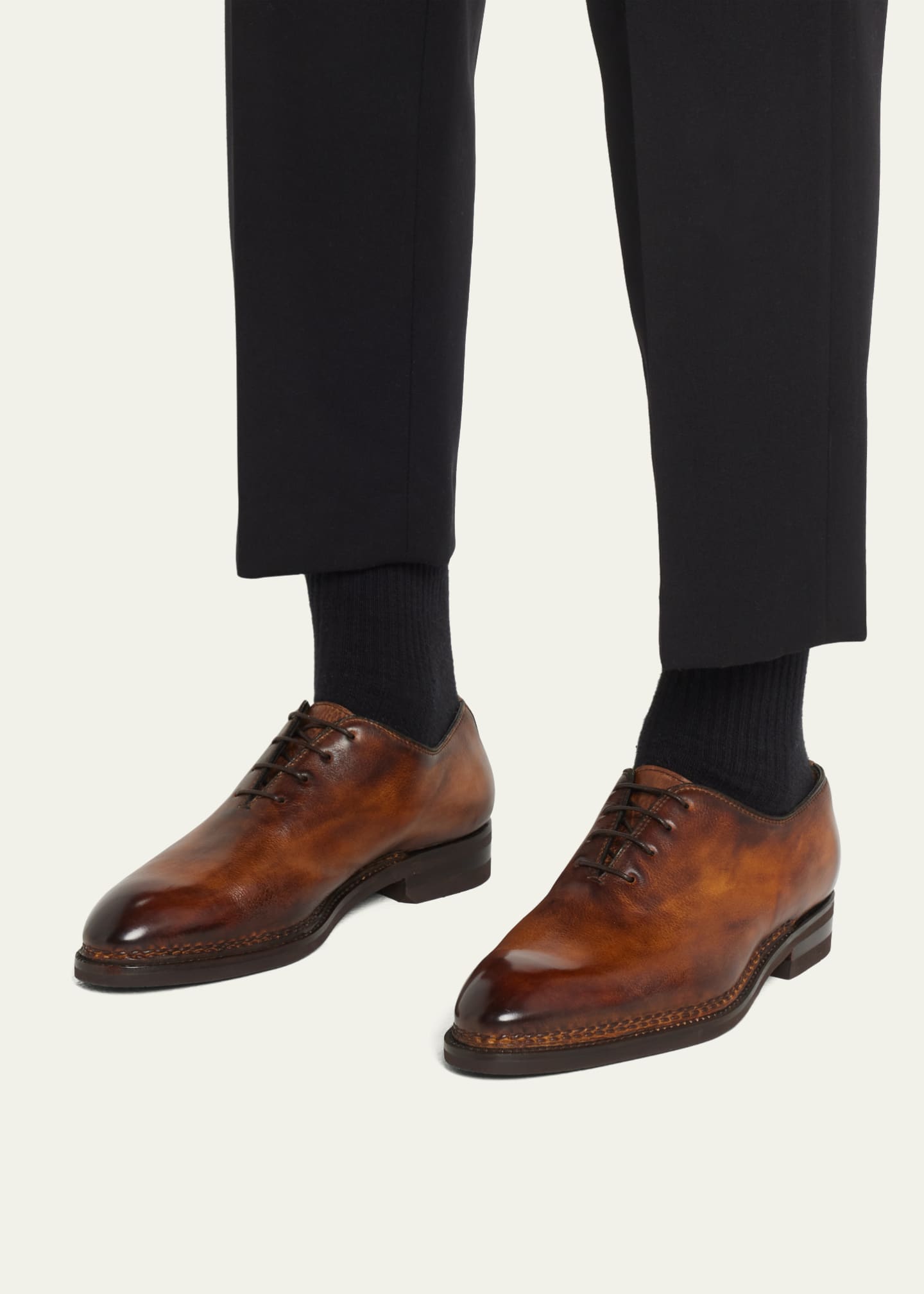 Bontoni Men's De La Ville Soft Calf Leather Oxfords Image 2 of 5