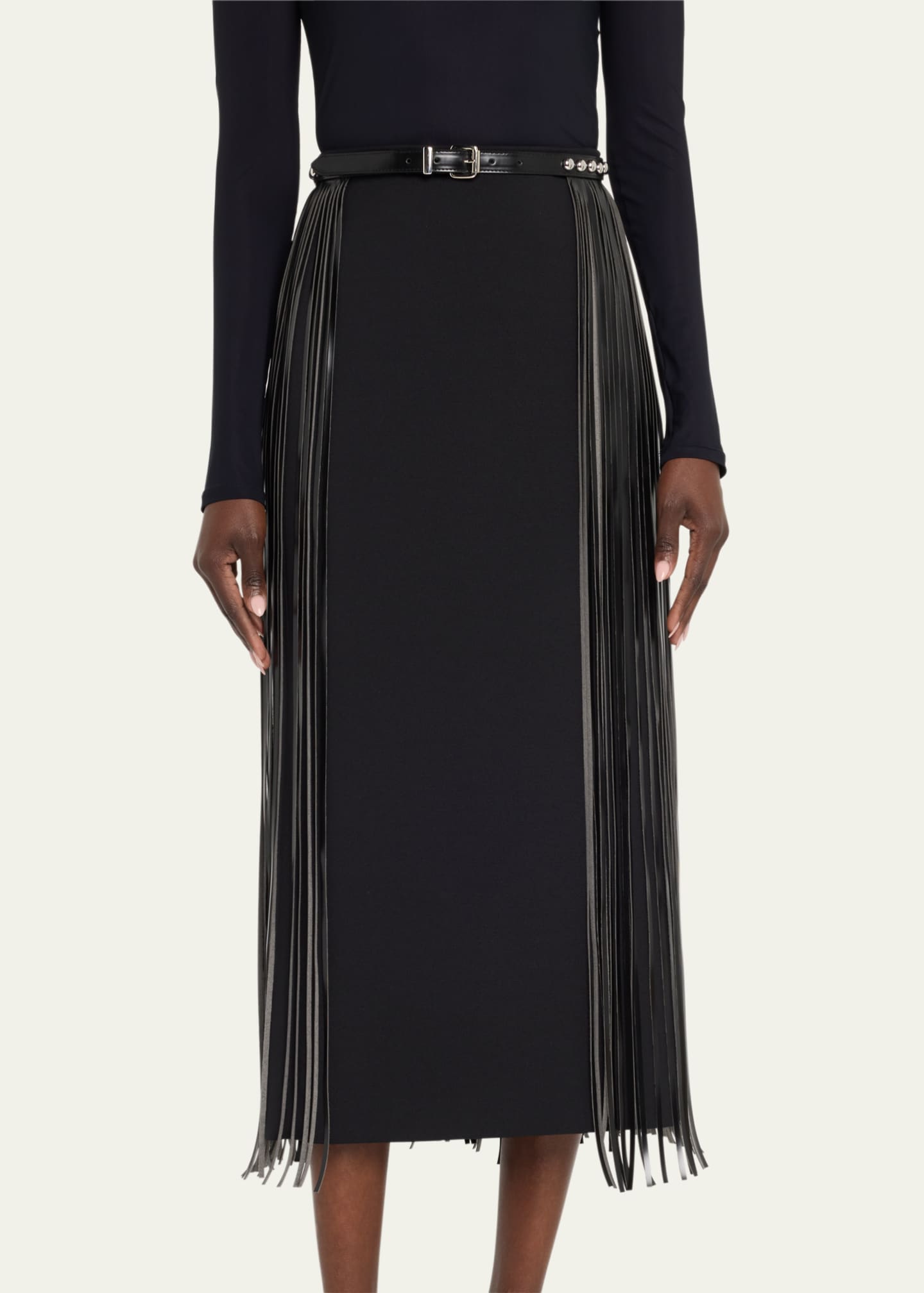 VAQUERA Long Faux Leather Fringe Belt Bergdorf Goodman