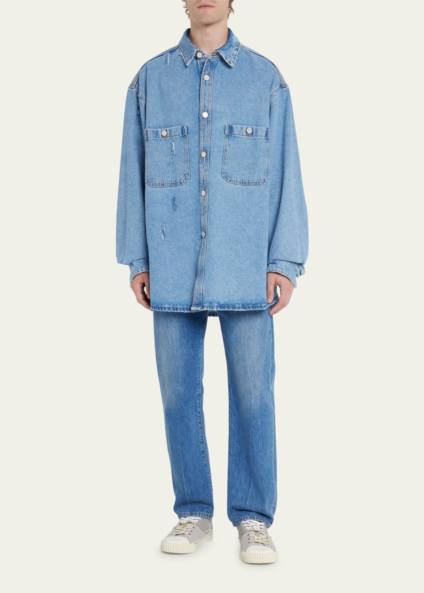 HED MAYNER Men's Oversized Stonewashed Denim Work Shirt in 2023