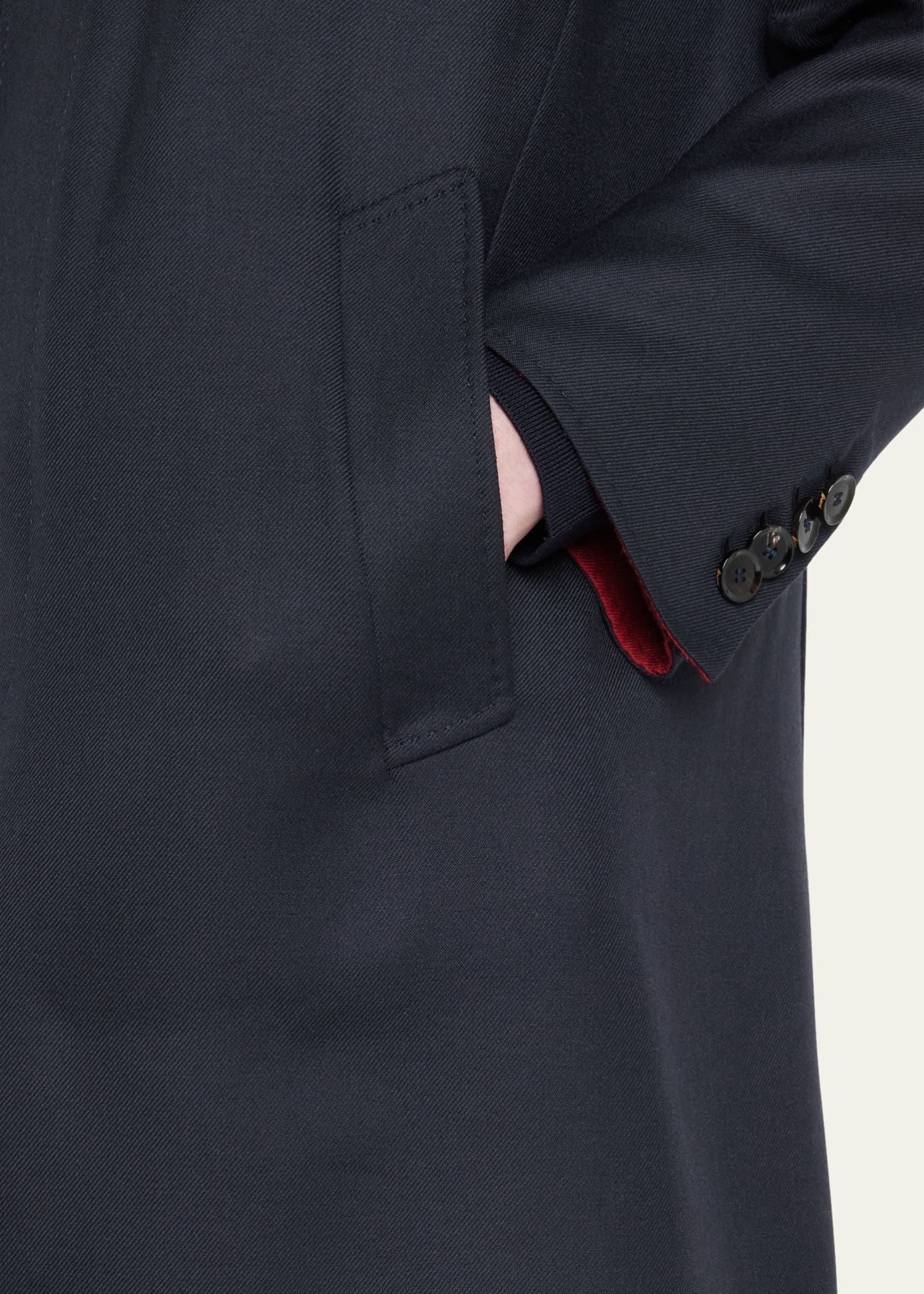 Brioni Men's Amaranth Wool Navy Blue Top Coat Image 5 of 5