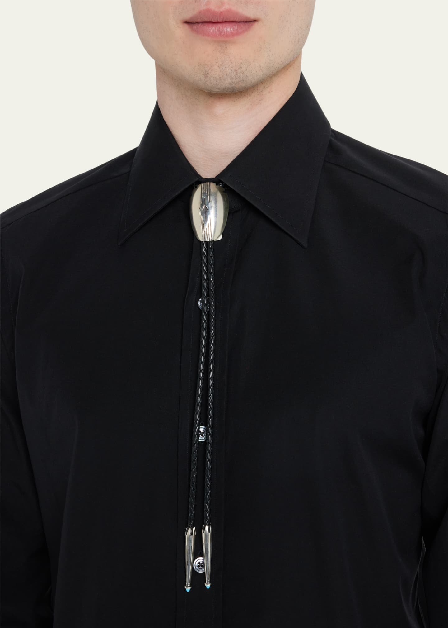 Prada Saffiano Leather Bolo Tie - Black Ties, Suiting Accessories