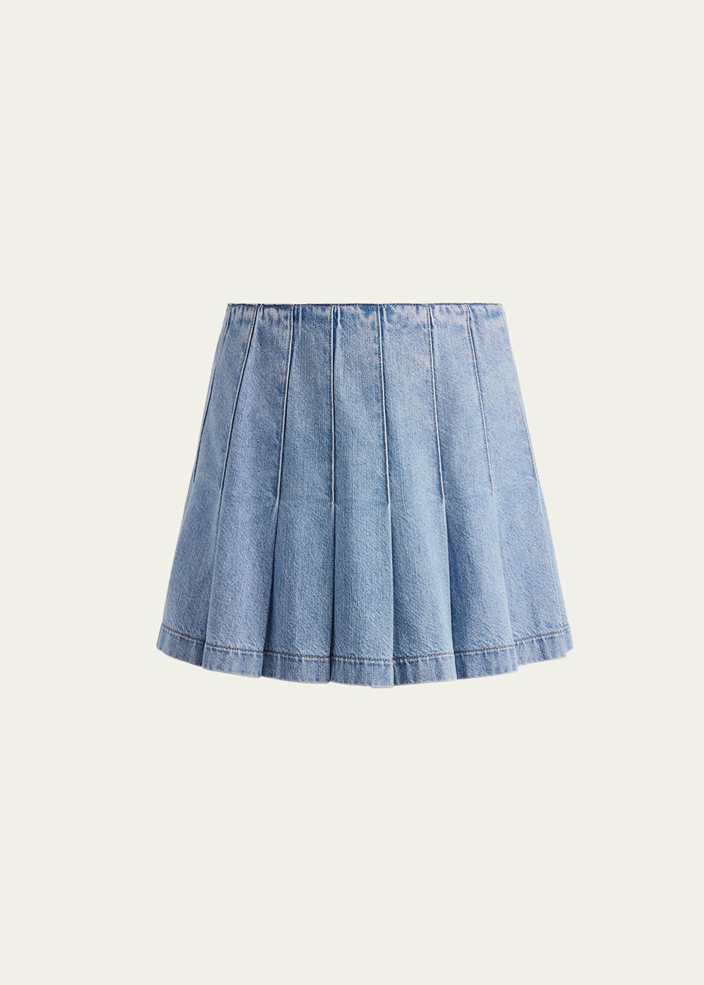 Pleated denim skater skirt store