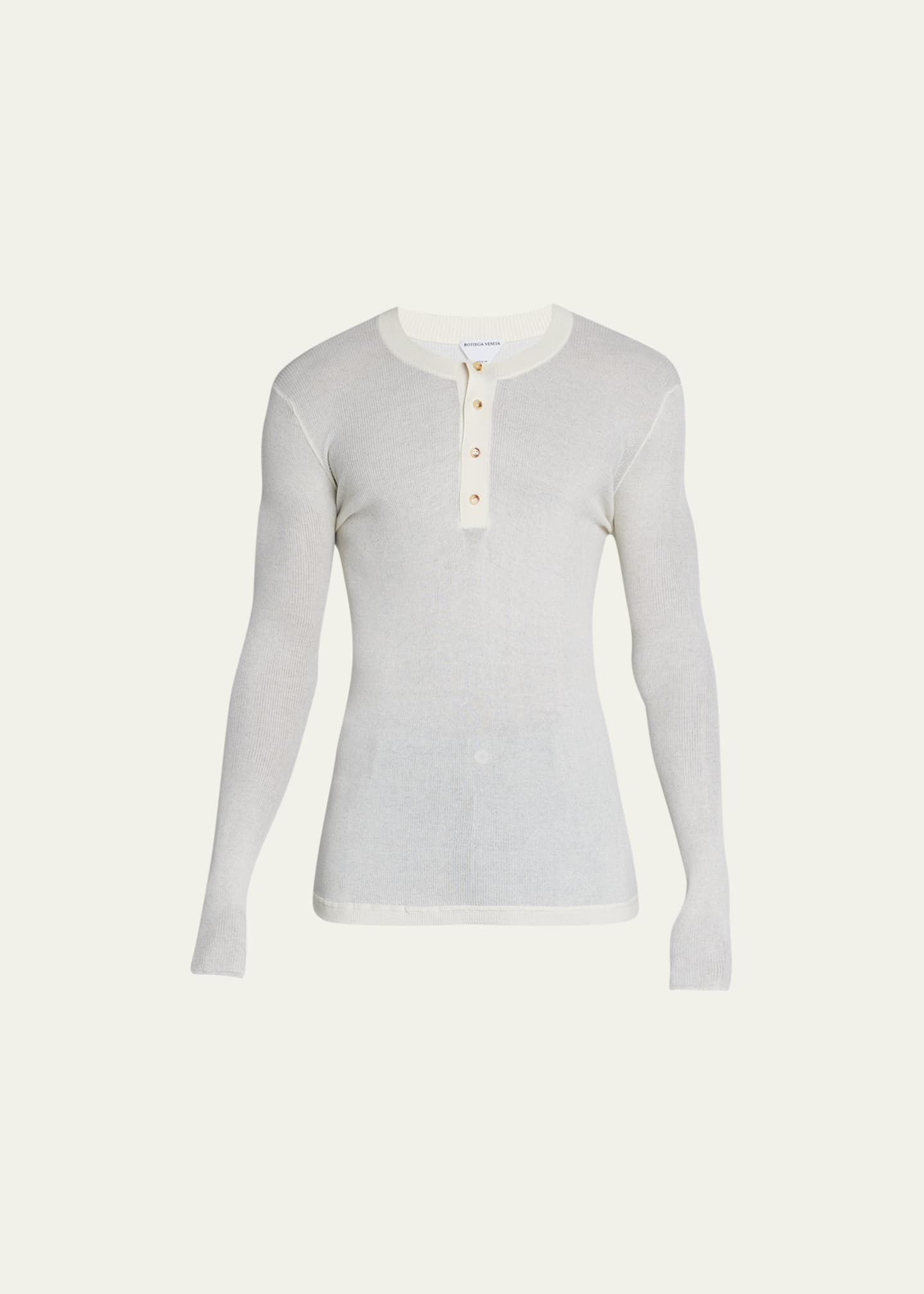 Bottega Men's Ribbed Henley Shirt Bergdorf Goodman