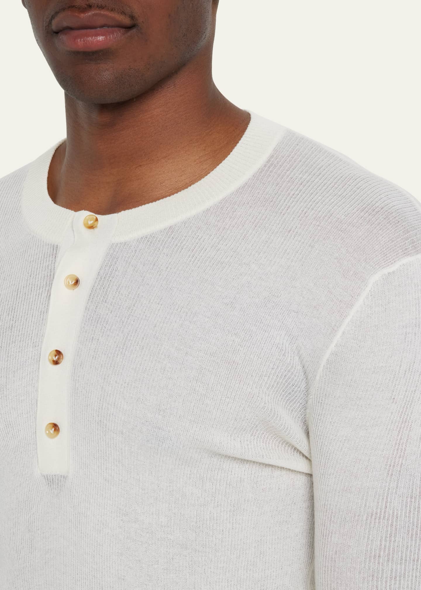 Bottega Men's Ribbed Henley Shirt Bergdorf Goodman