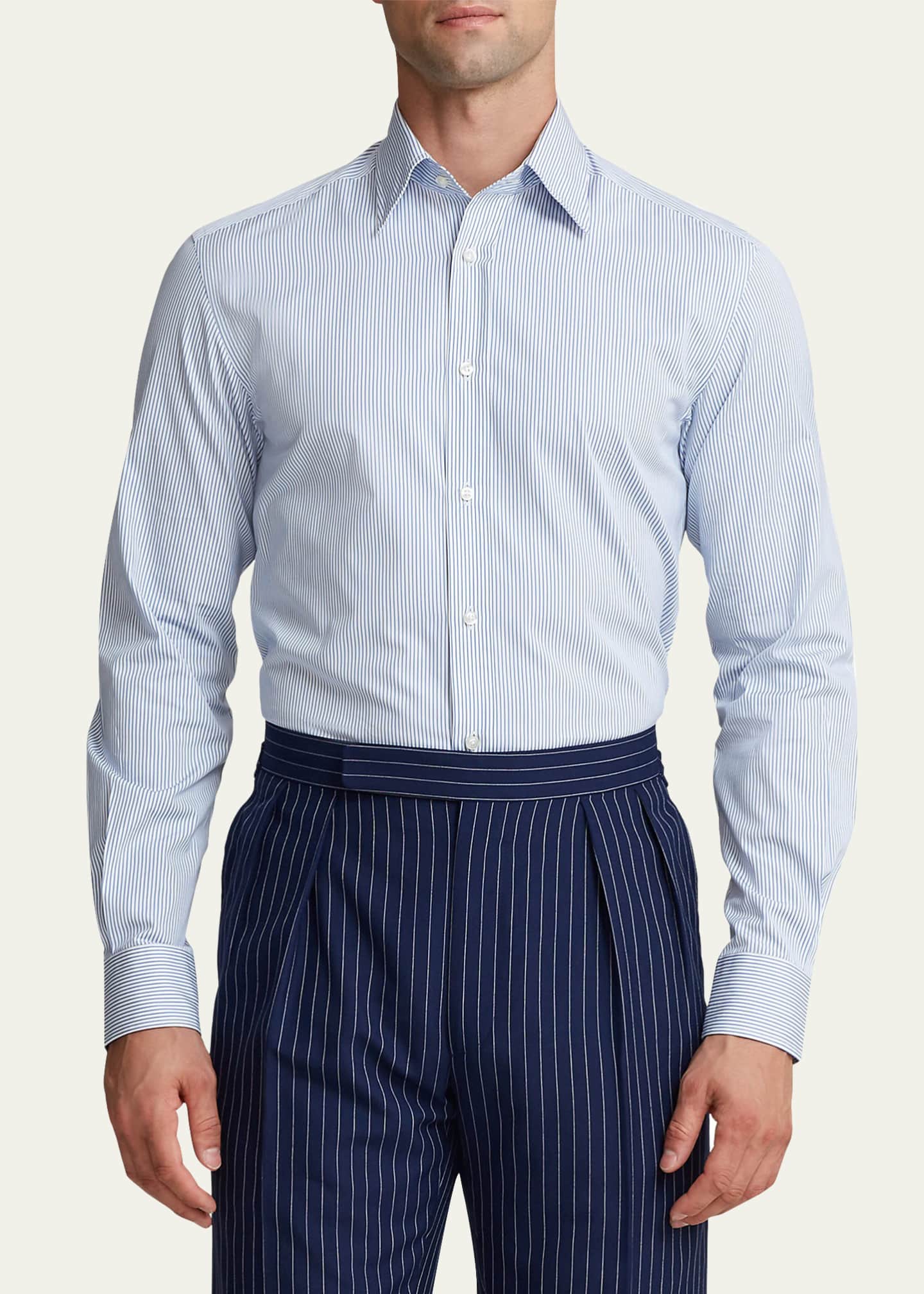 Ralph Lauren Purple Label Men's Sinclair Striped Sport Shirt Image 2 of 5