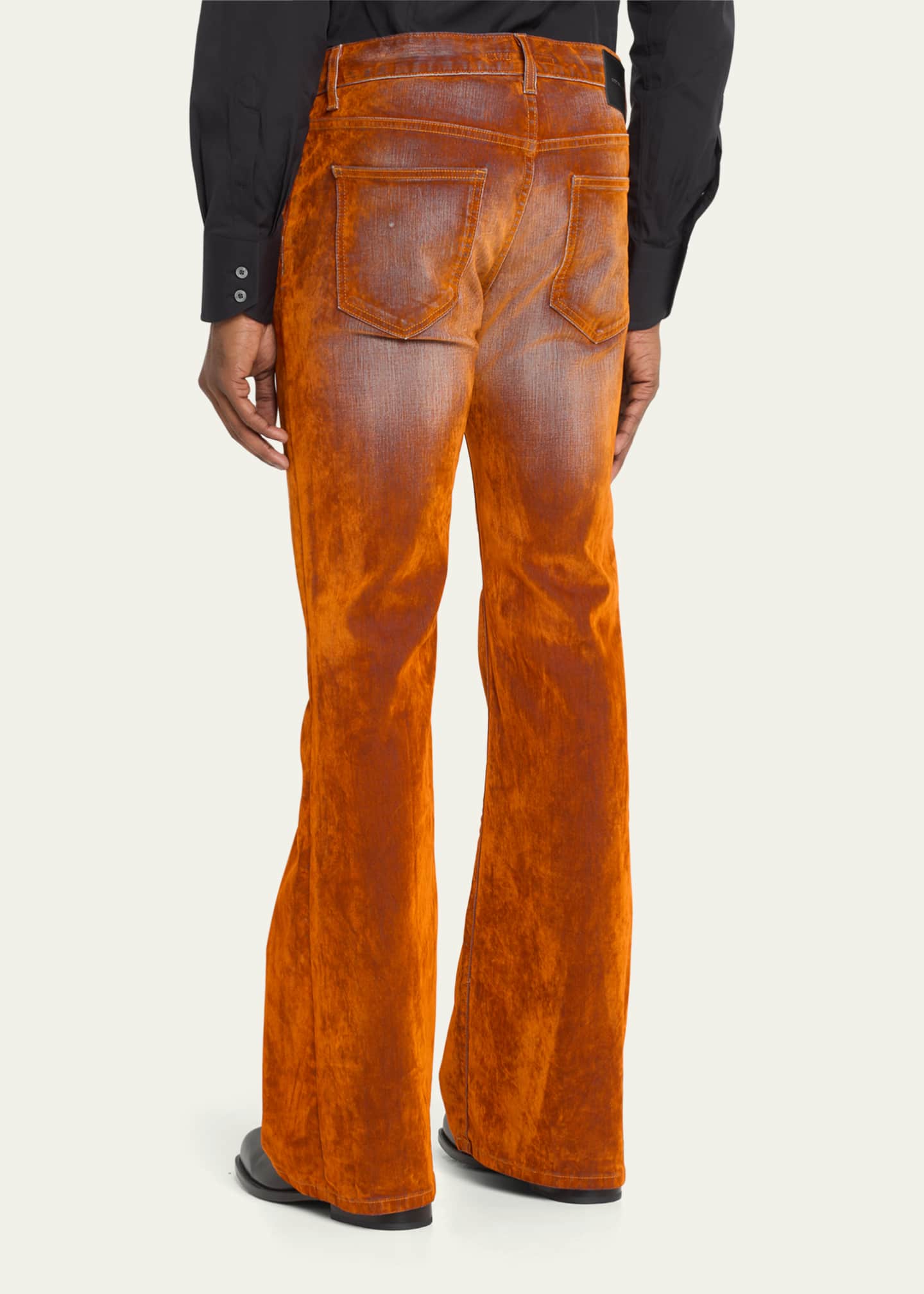Cout De La Liberte Men's Iridescent Velvet Stretch Flared Jeans Image 3 of 5