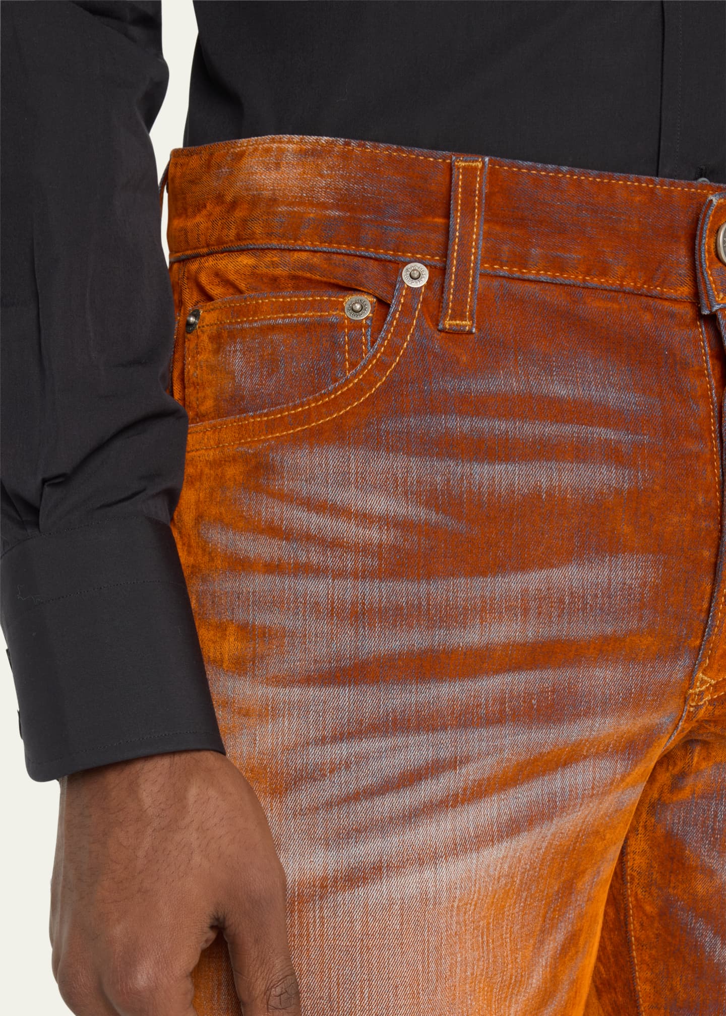 Cout De La Liberte Men's Iridescent Velvet Stretch Flared Jeans Image 5 of 5