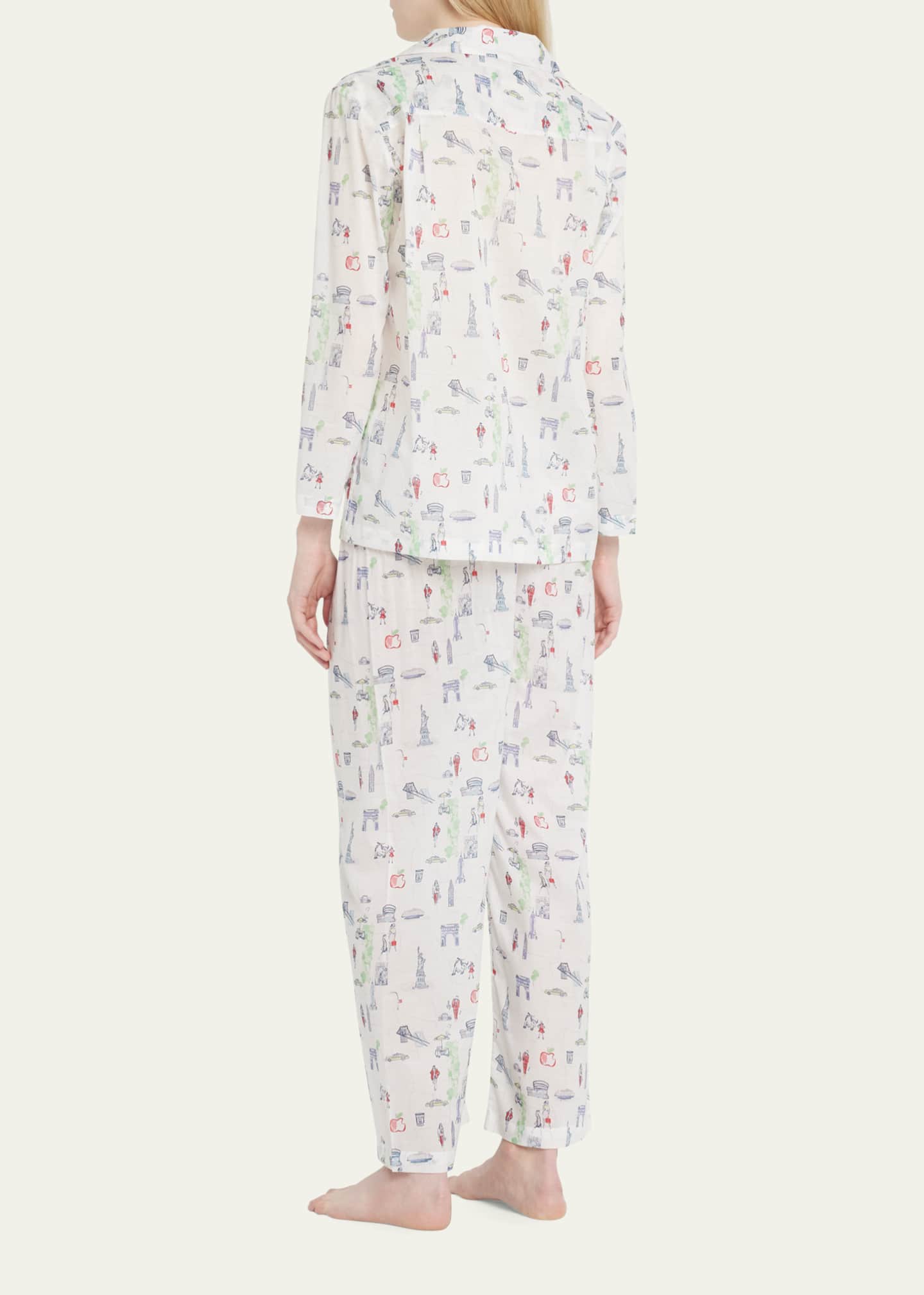 Pour Les Femmes NYC Icon Map-Print Egyptian Cotton Pajama Set Image 3 of 5