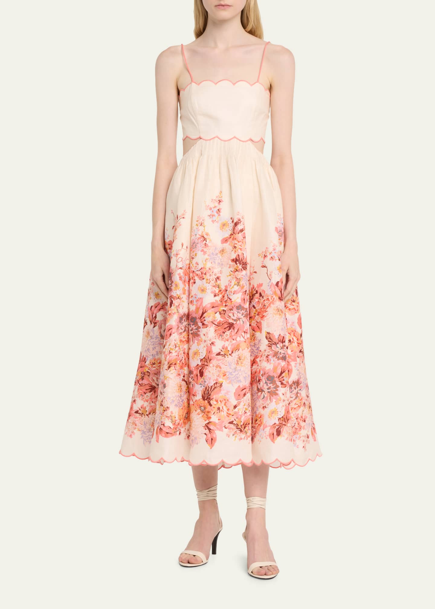 Zimmermann Devi Floral Scallop Midi Dress Bergdorf Goodman