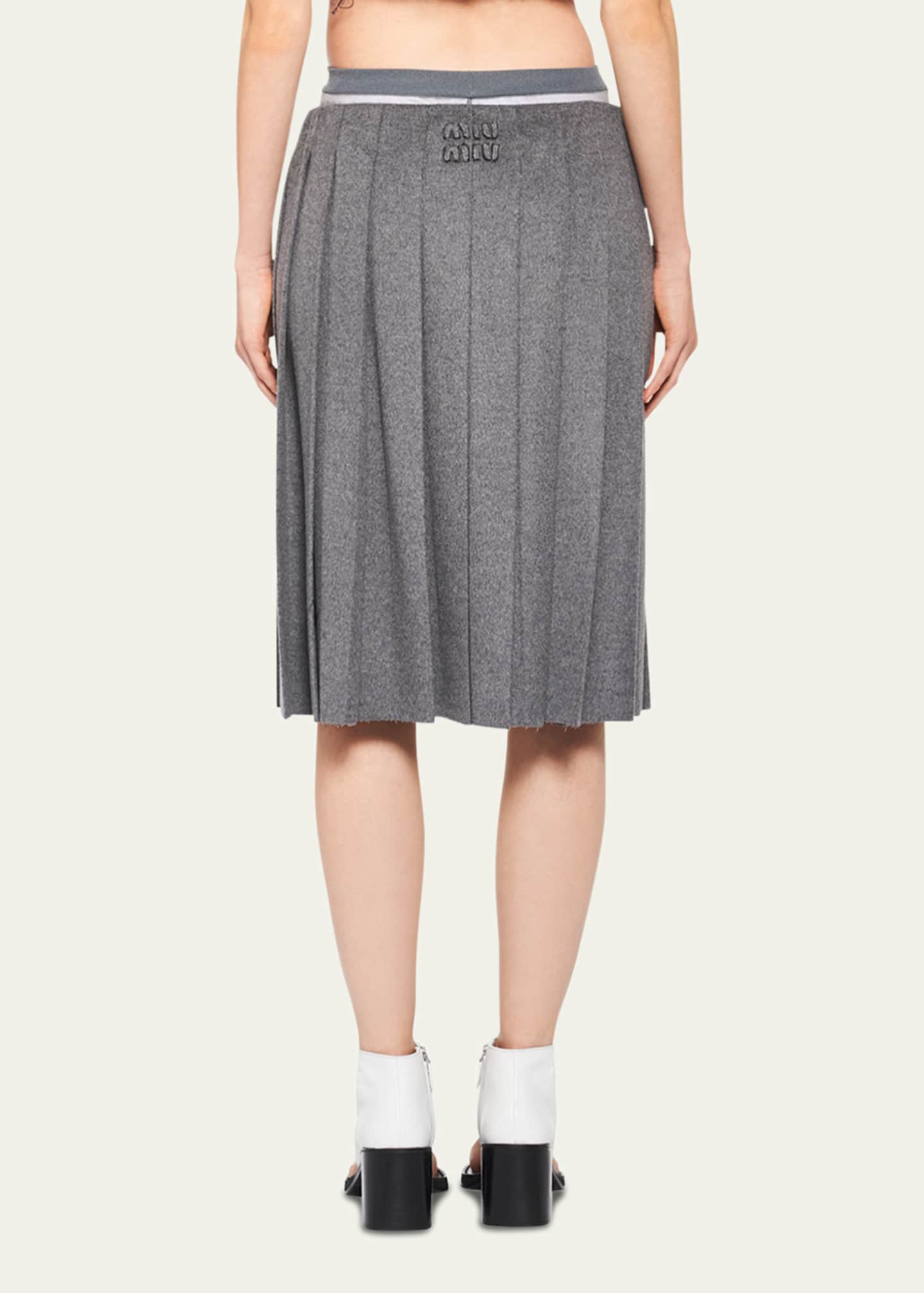 Miu Miu Velour Pleated Midi Wool Skirt - Bergdorf Goodman