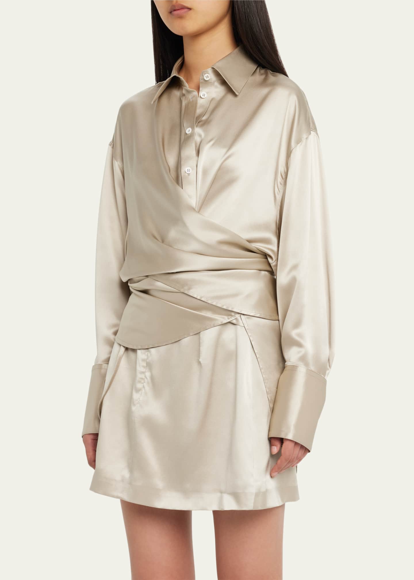 Peter Do Button-Front Silk Wrap Shirt