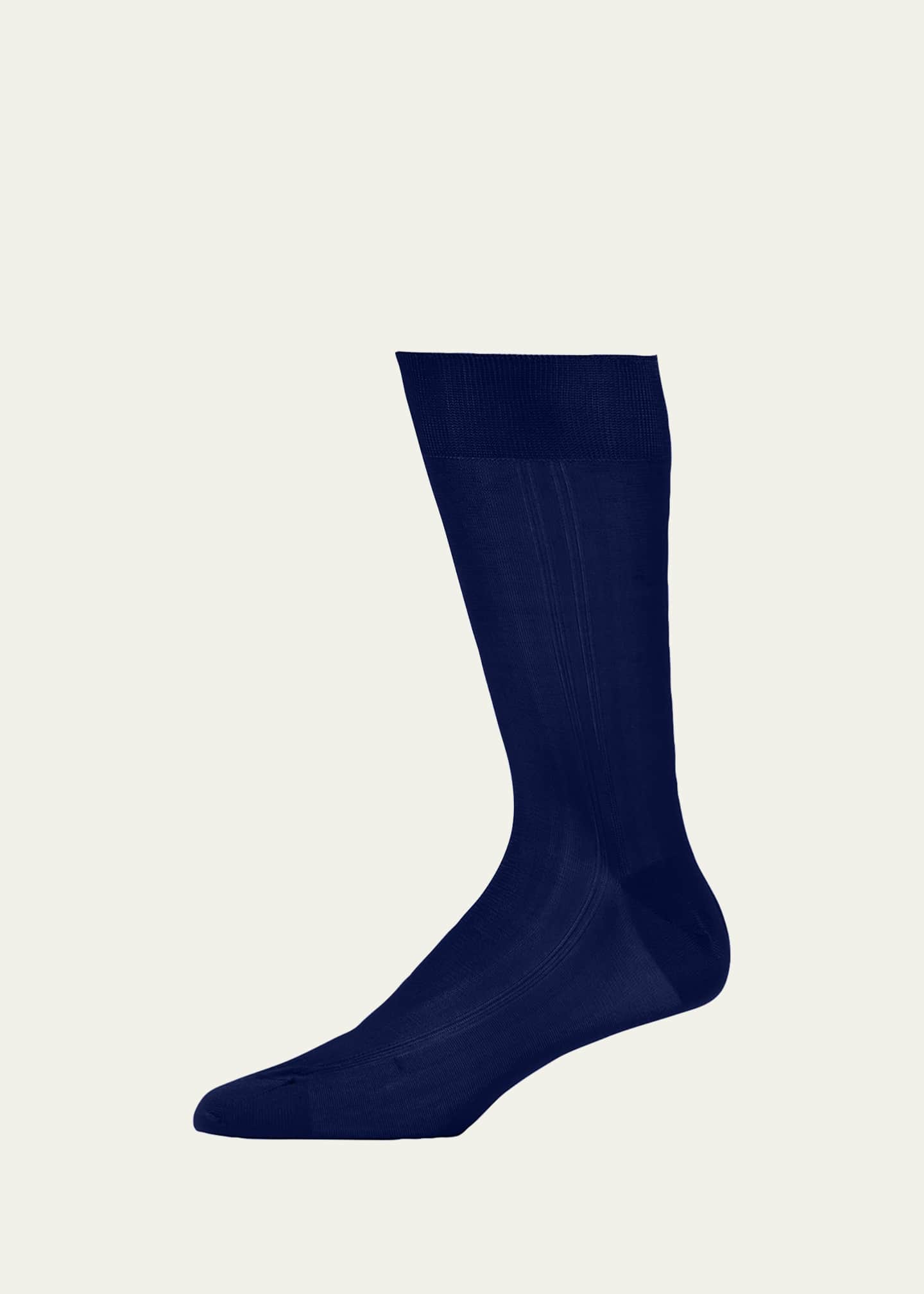 Bresciani Men's Formal Silk Crew Socks