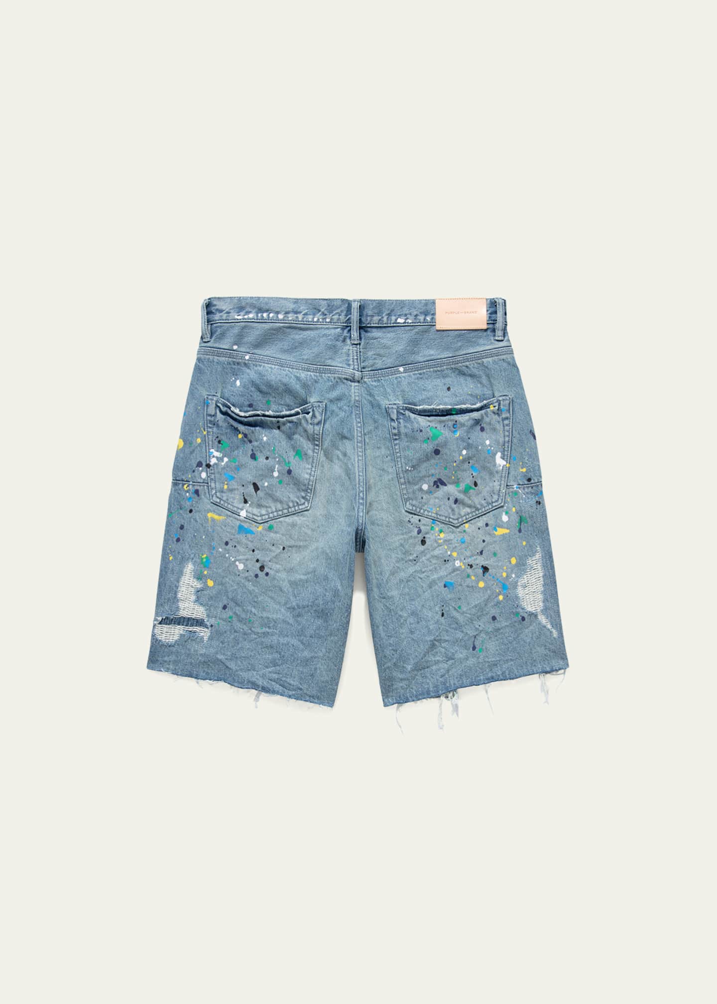 PURPLE Men's Paint Repair Cutoff Denim Shorts Bergdorf Goodman