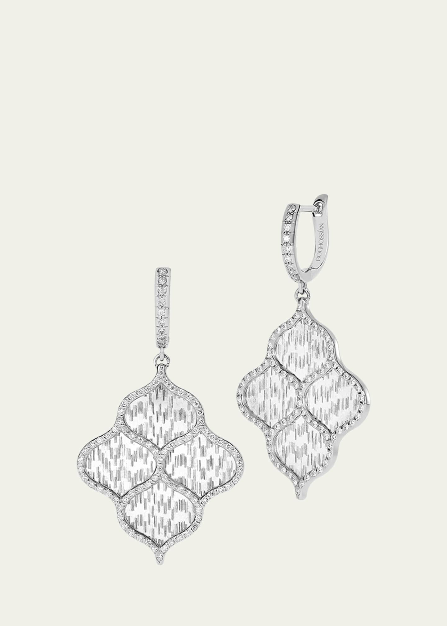 Boghossian 18k White Gold and Titanium Fiber Rain Earrings with Diamonds