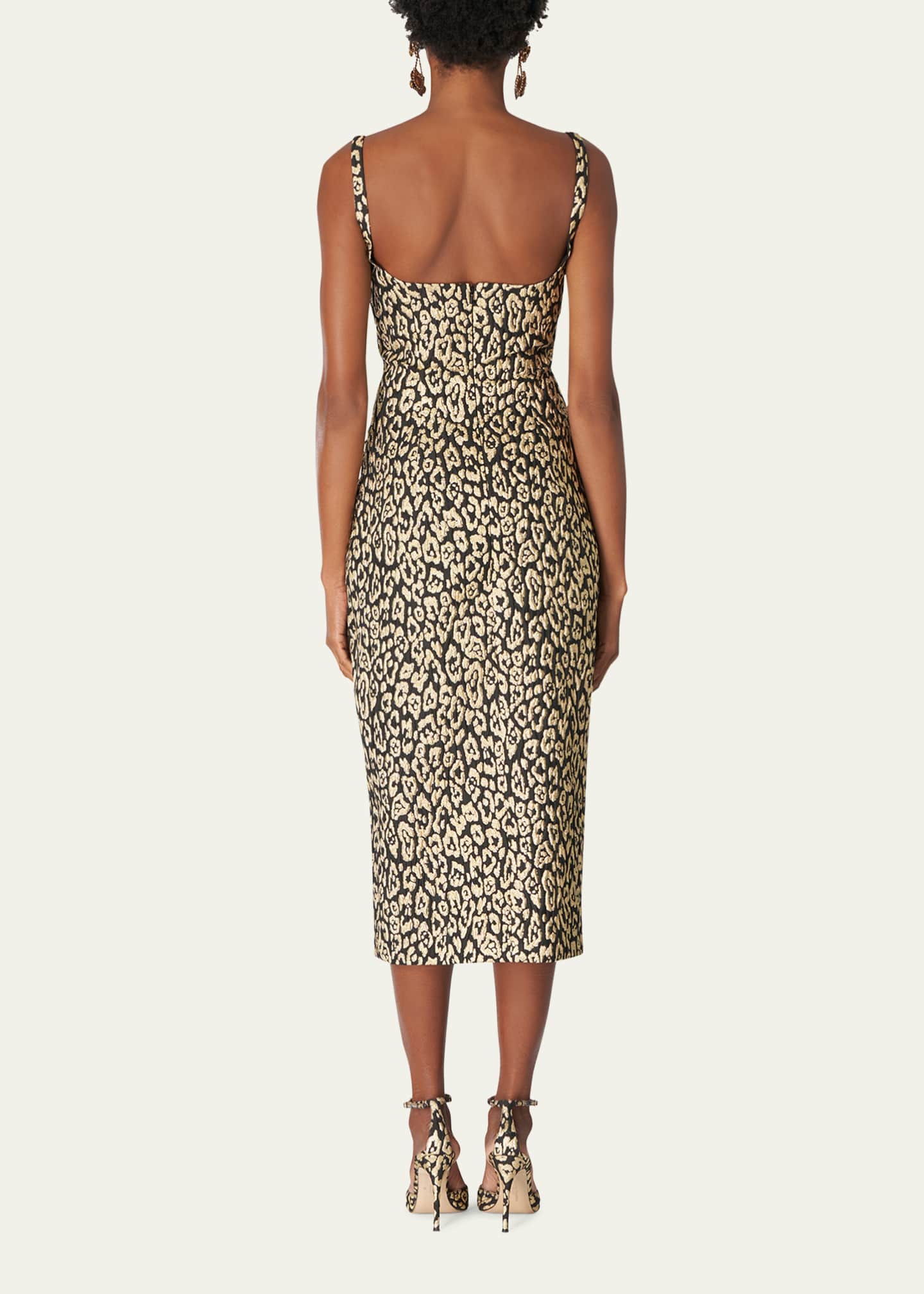 Carolina Herrera Leopard Jacquard Column Midi Dress - Bergdorf Goodman