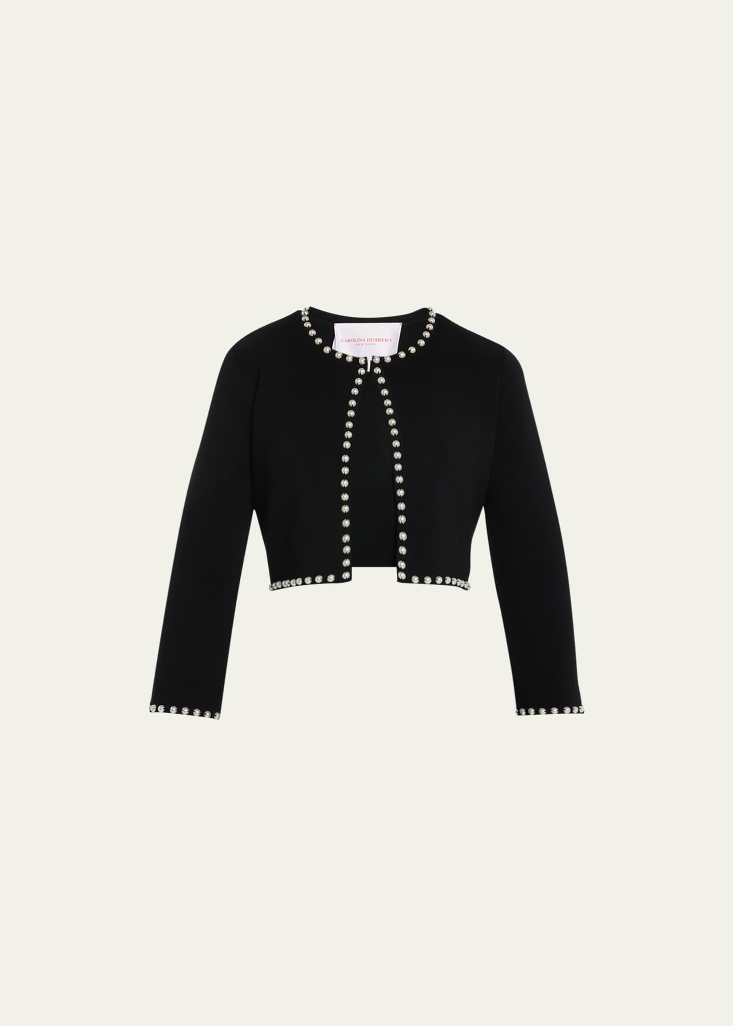 Carolina Herrera Pearlescent Embellished Wool Knit Bolero