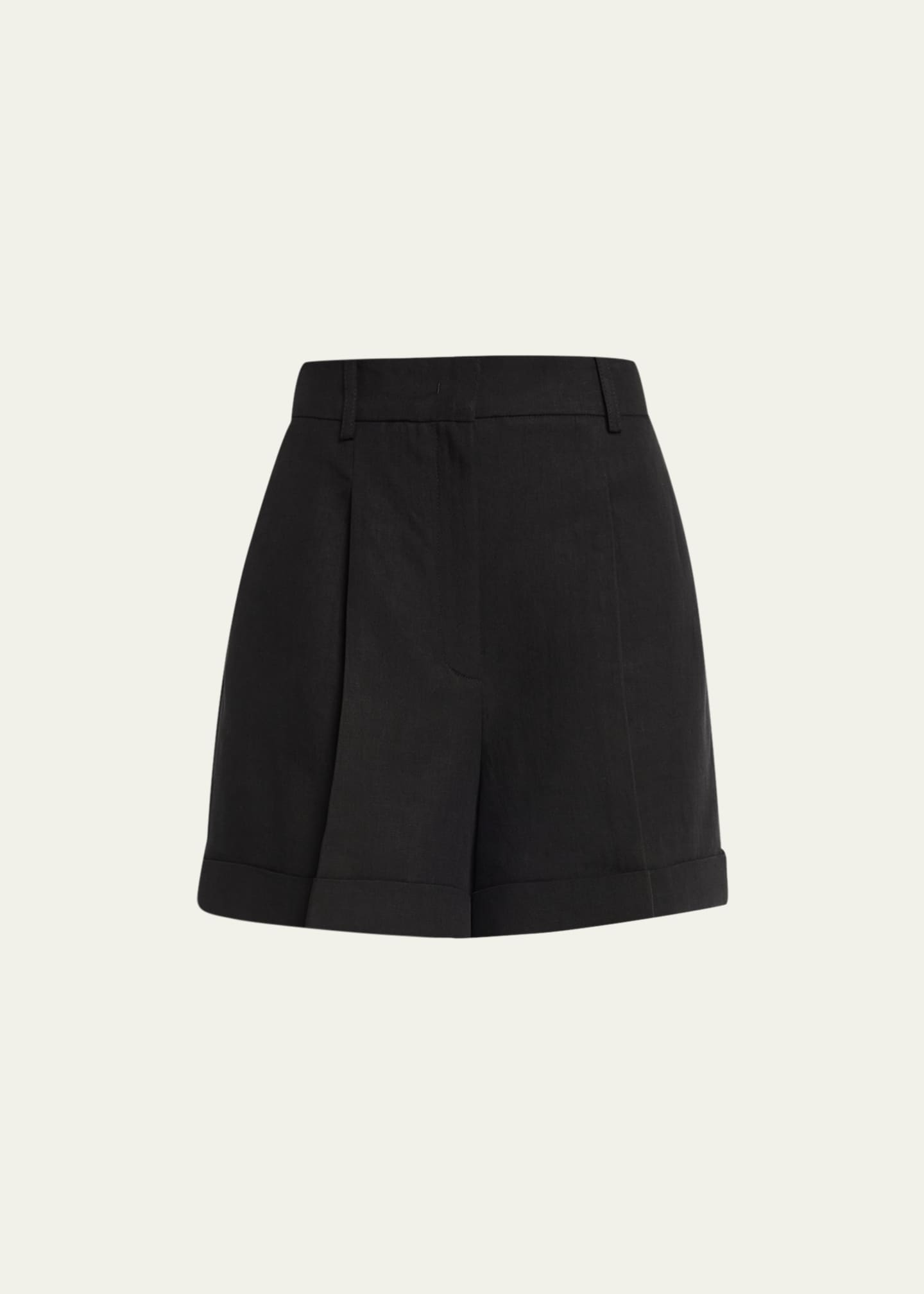 Michael Kors Collection Pleated Cuffed Linen Shorts Bergdorf Goodman