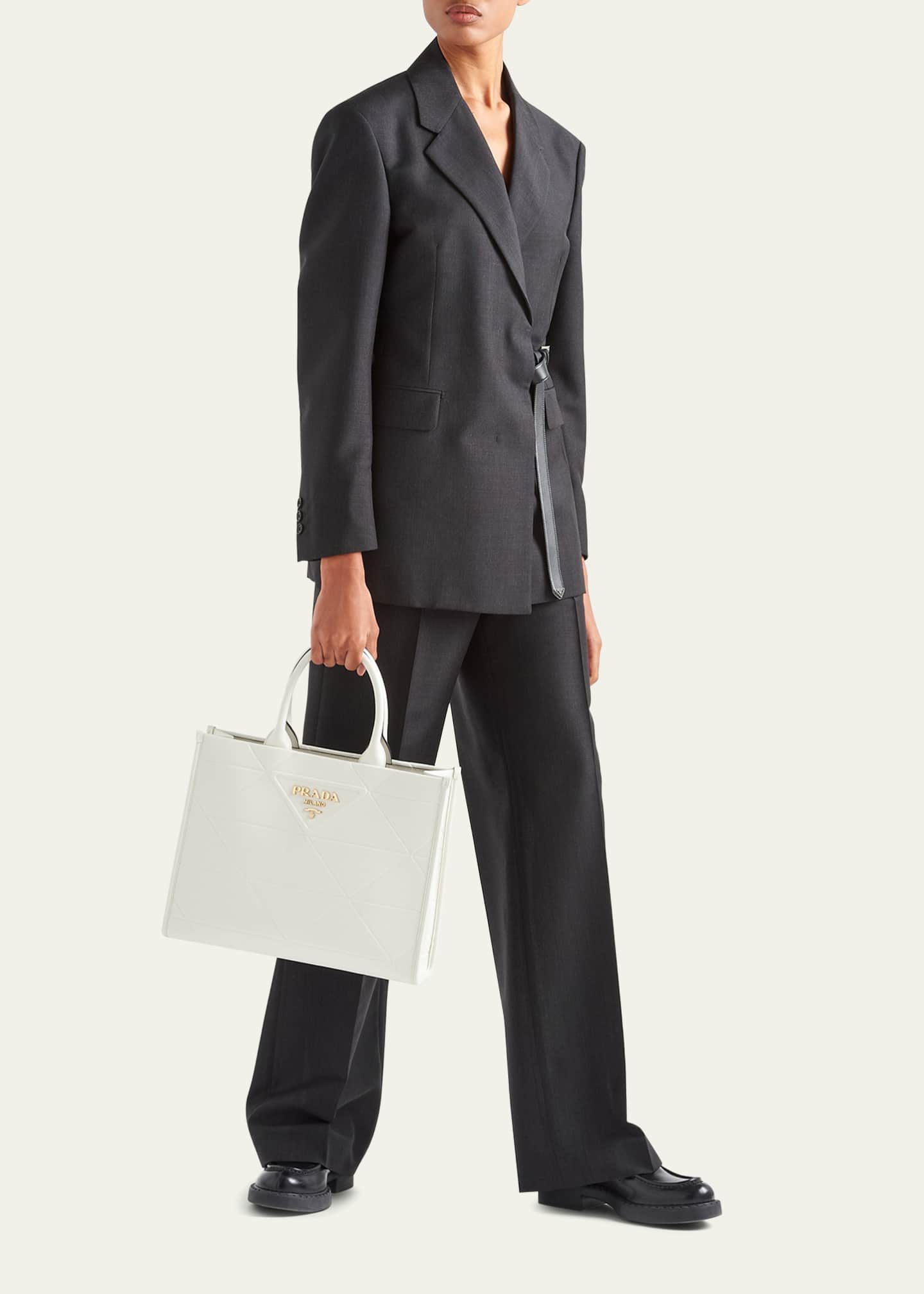 Prada Triangle Leather Shopper Tote Bag Bergdorf Goodman