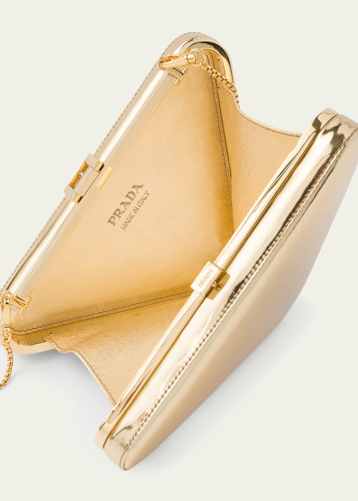Prada Triangle Metallic Leather Clutch Bag Image 3 of 4
