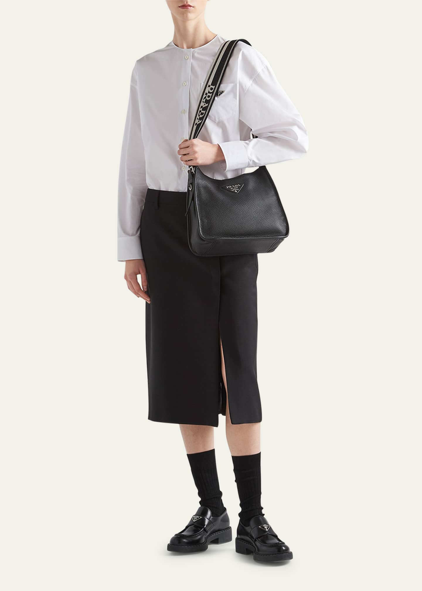 Prada Daino Leather Shoulder Bag Bergdorf Goodman