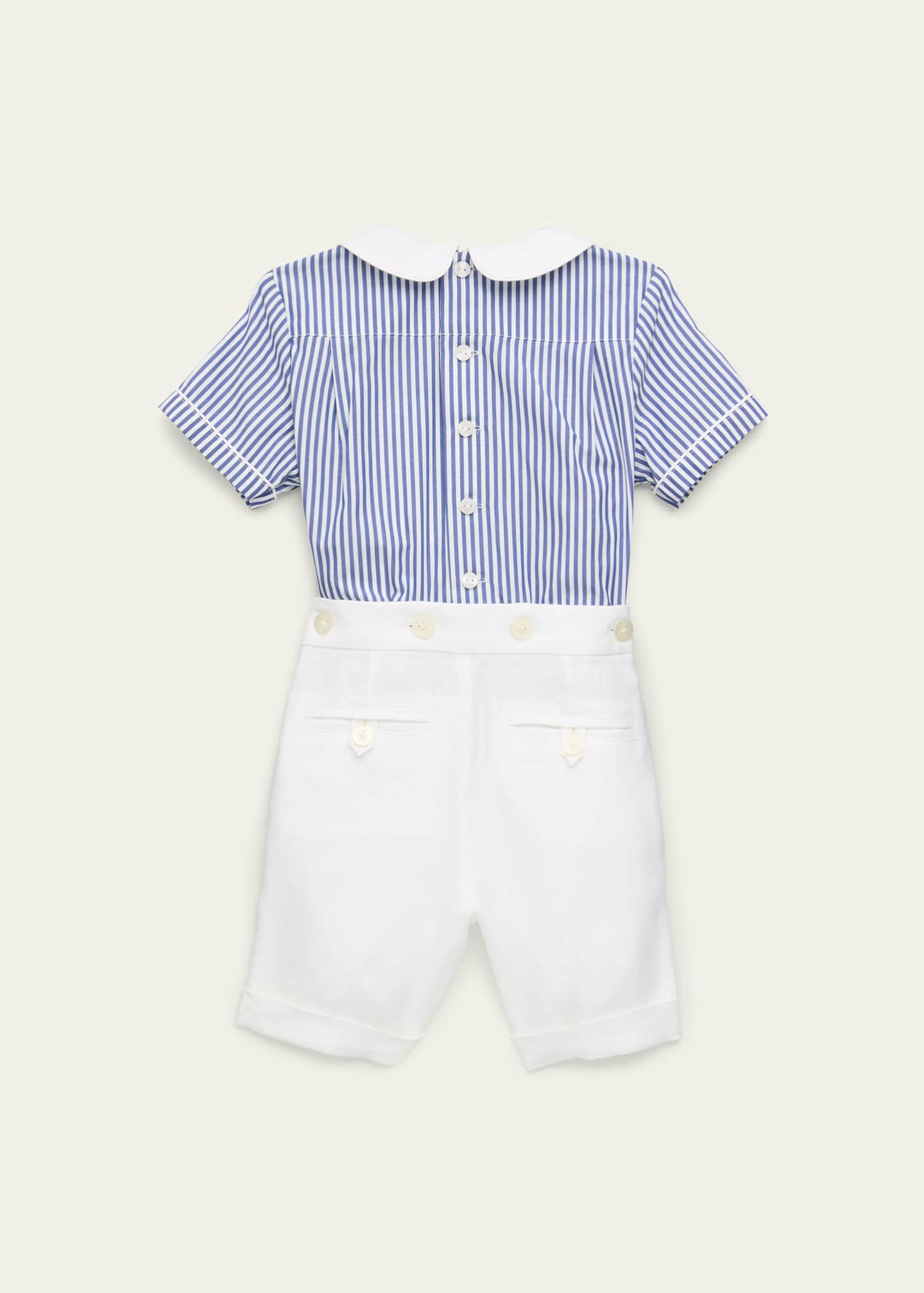 Ralph Lauren Childrenswear Boy's Nautical-Inspired Smocked Shirt And Linen  Set, Size 9M-24M