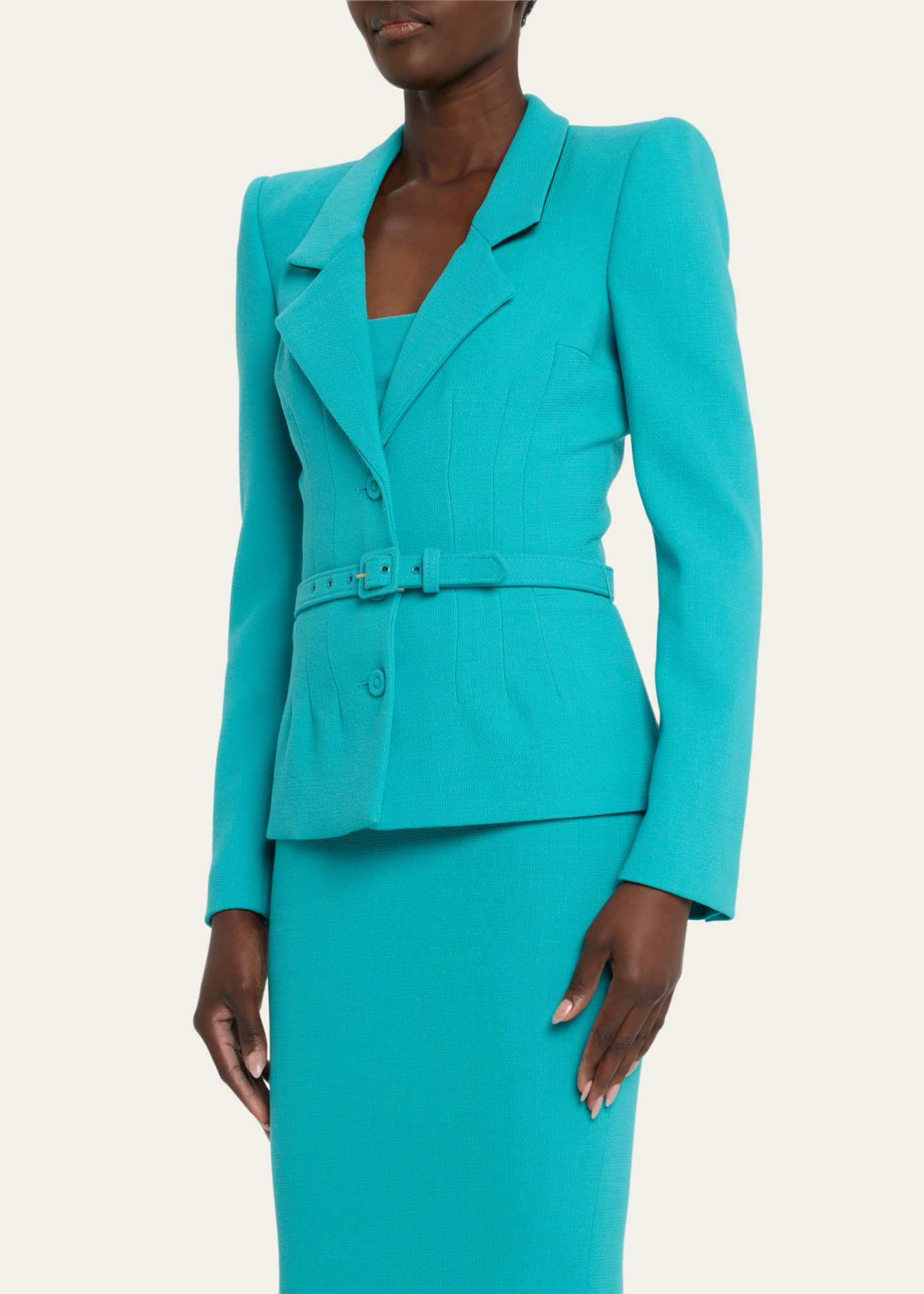 Sergio Hudson Short Dart Belted Wool Jacket Bergdorf Goodman