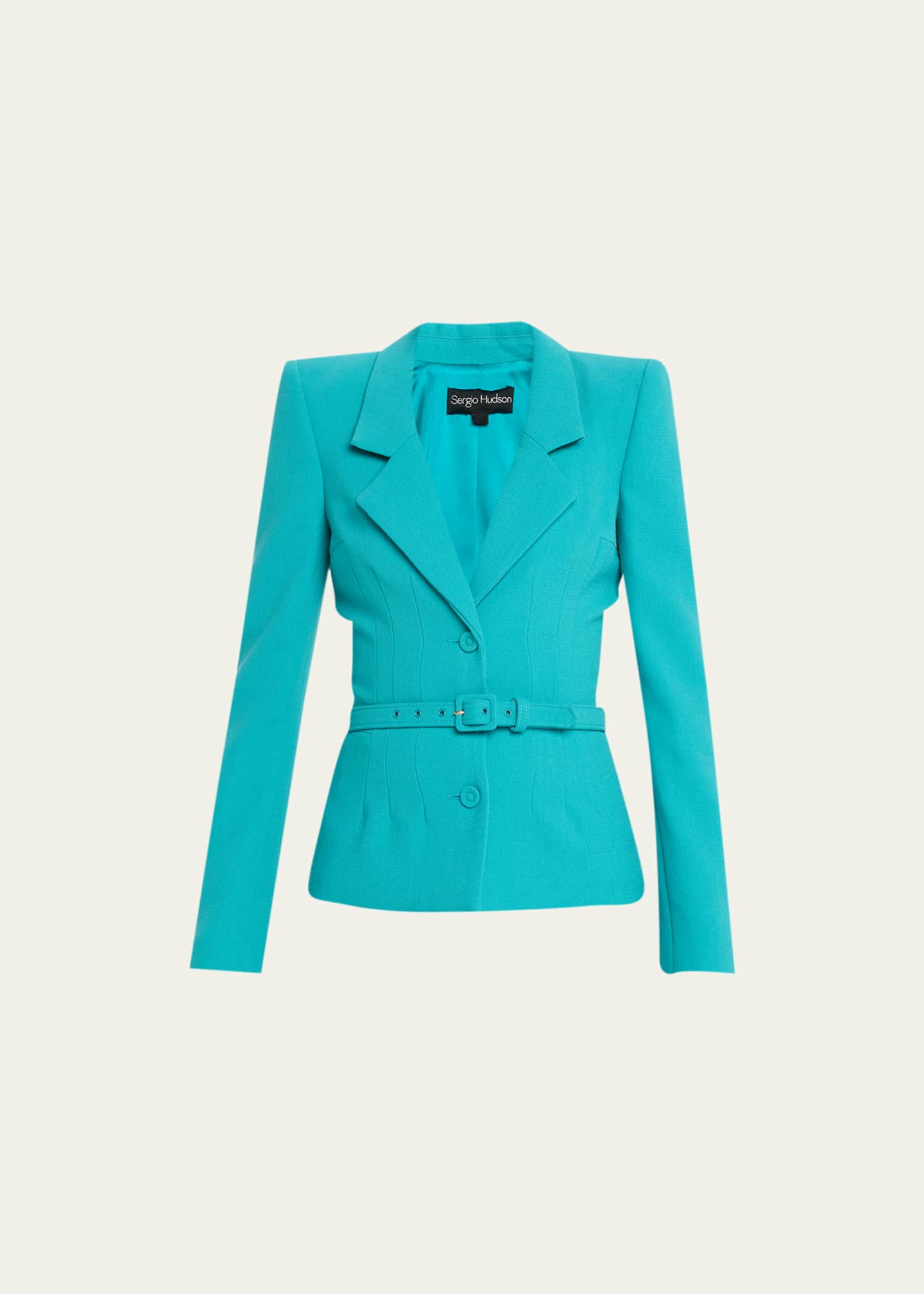 Sergio Hudson Short Dart Belted Wool Jacket Bergdorf Goodman