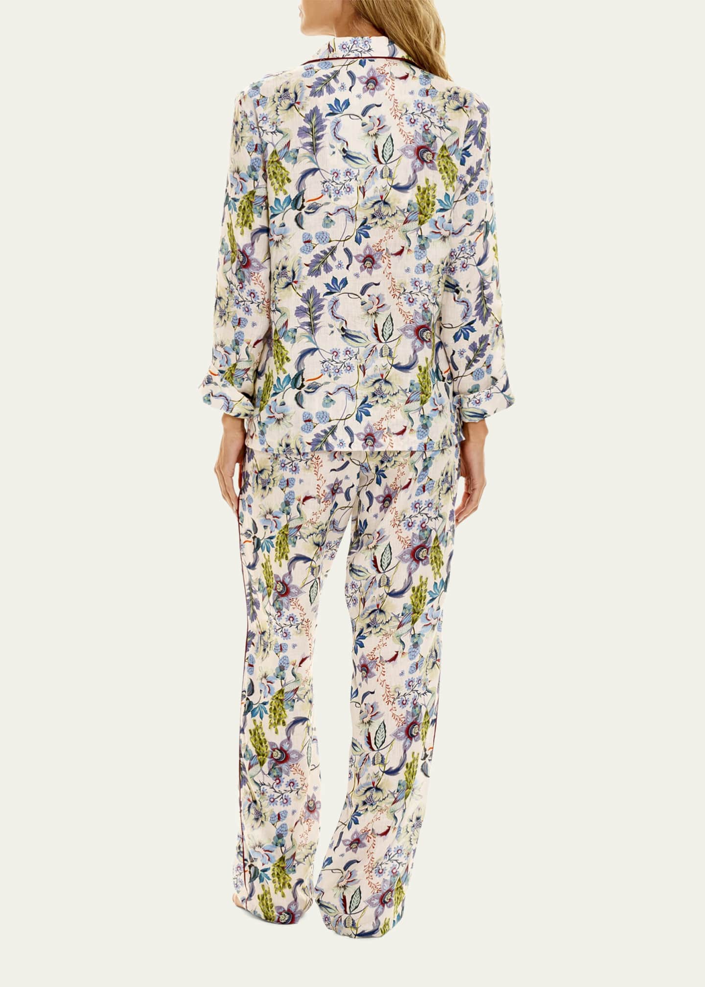 The Lazy Poet Emma Floral-Print Linen Pajama Set - Bergdorf Goodman