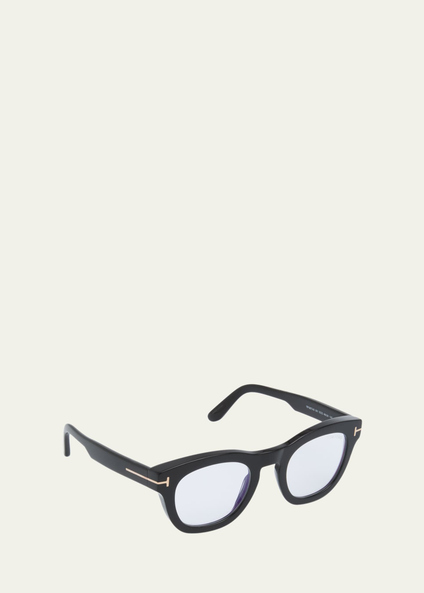 Tom Ford Men's Blue Block Square Acetate Sunglasses Shiny Black