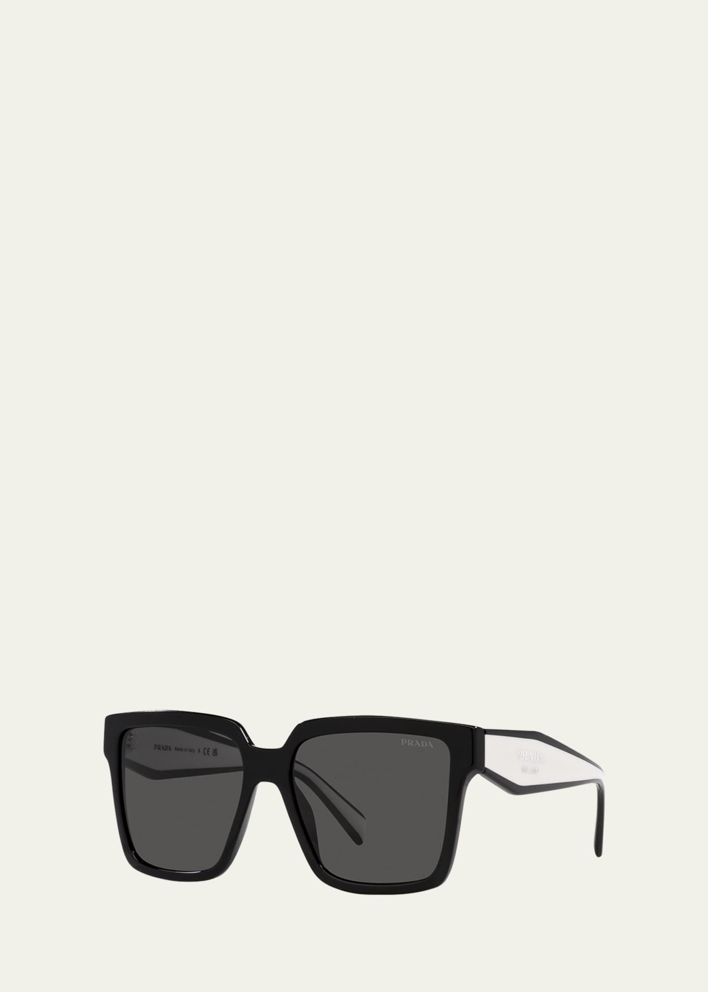 Prada Contrasting Logo Square Acetate & Plastic Sunglasses Image 2 of 3