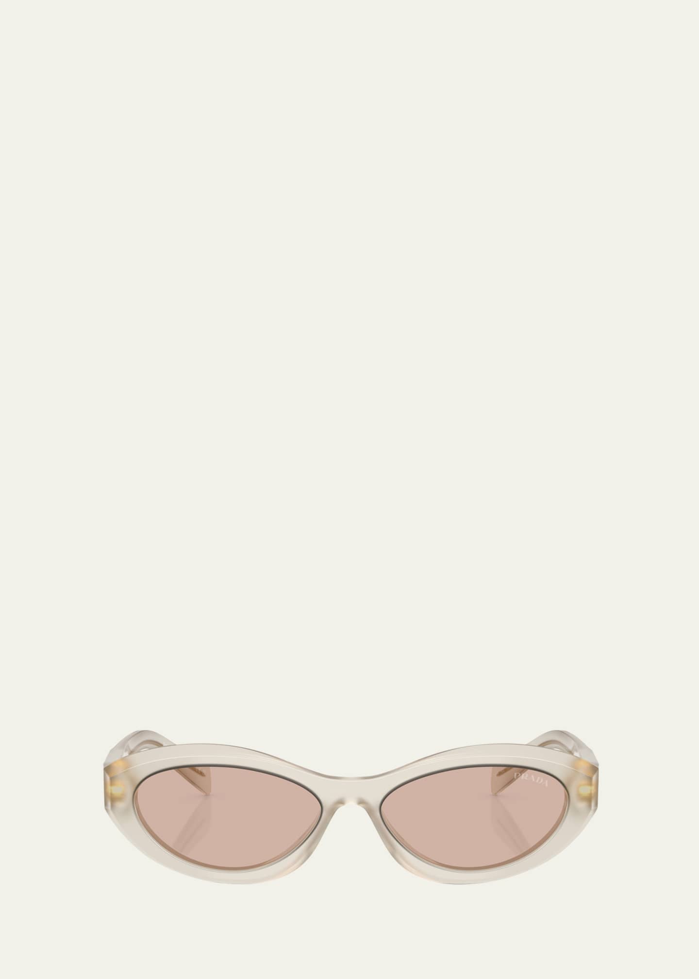 Prada PR 26ZS Beveled Acetate & Plastic Oval Sunglasses - Bergdorf