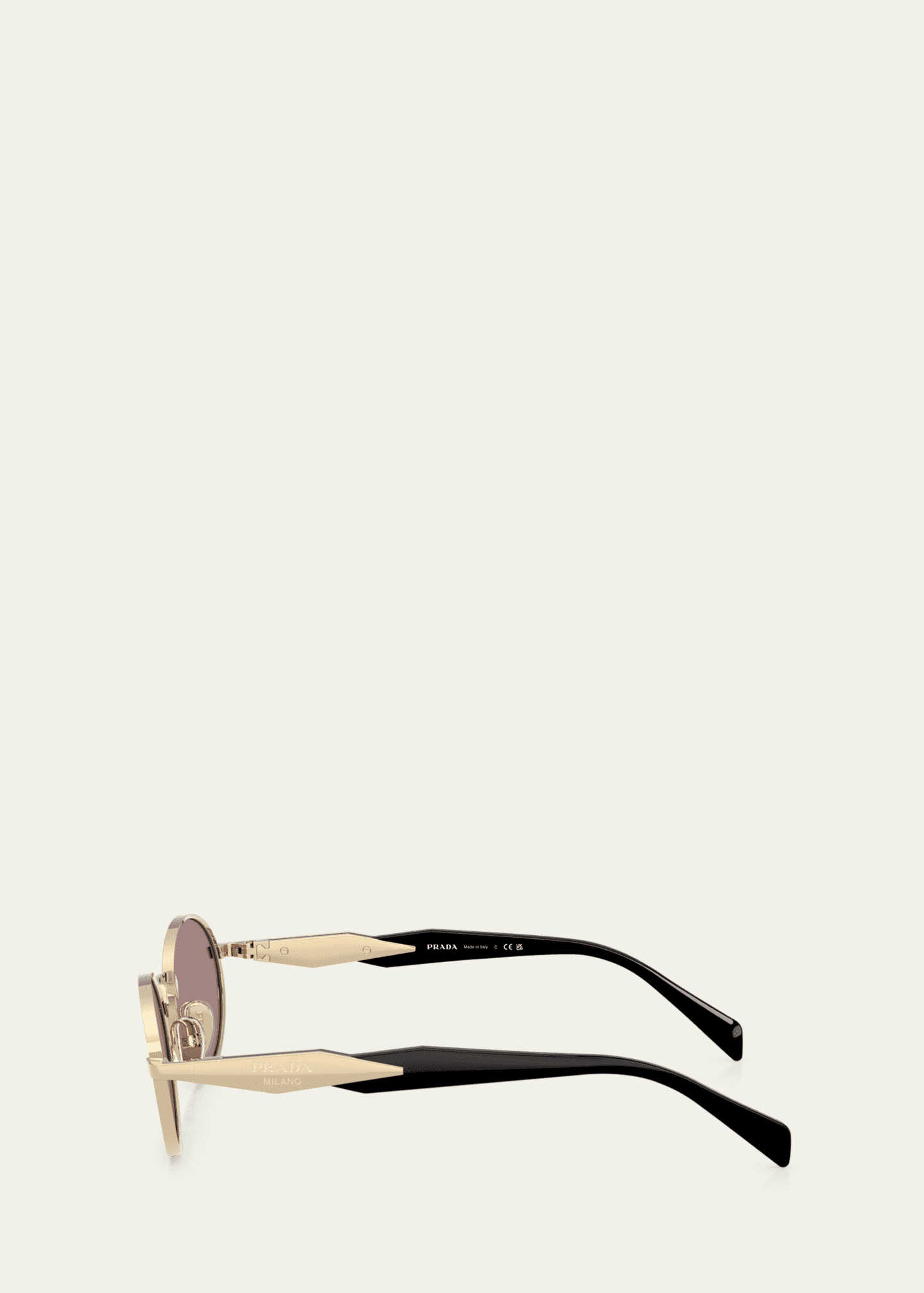 Prada Engraved Logo Metal & Plastic Oval Sunglasses Image 3 of 3