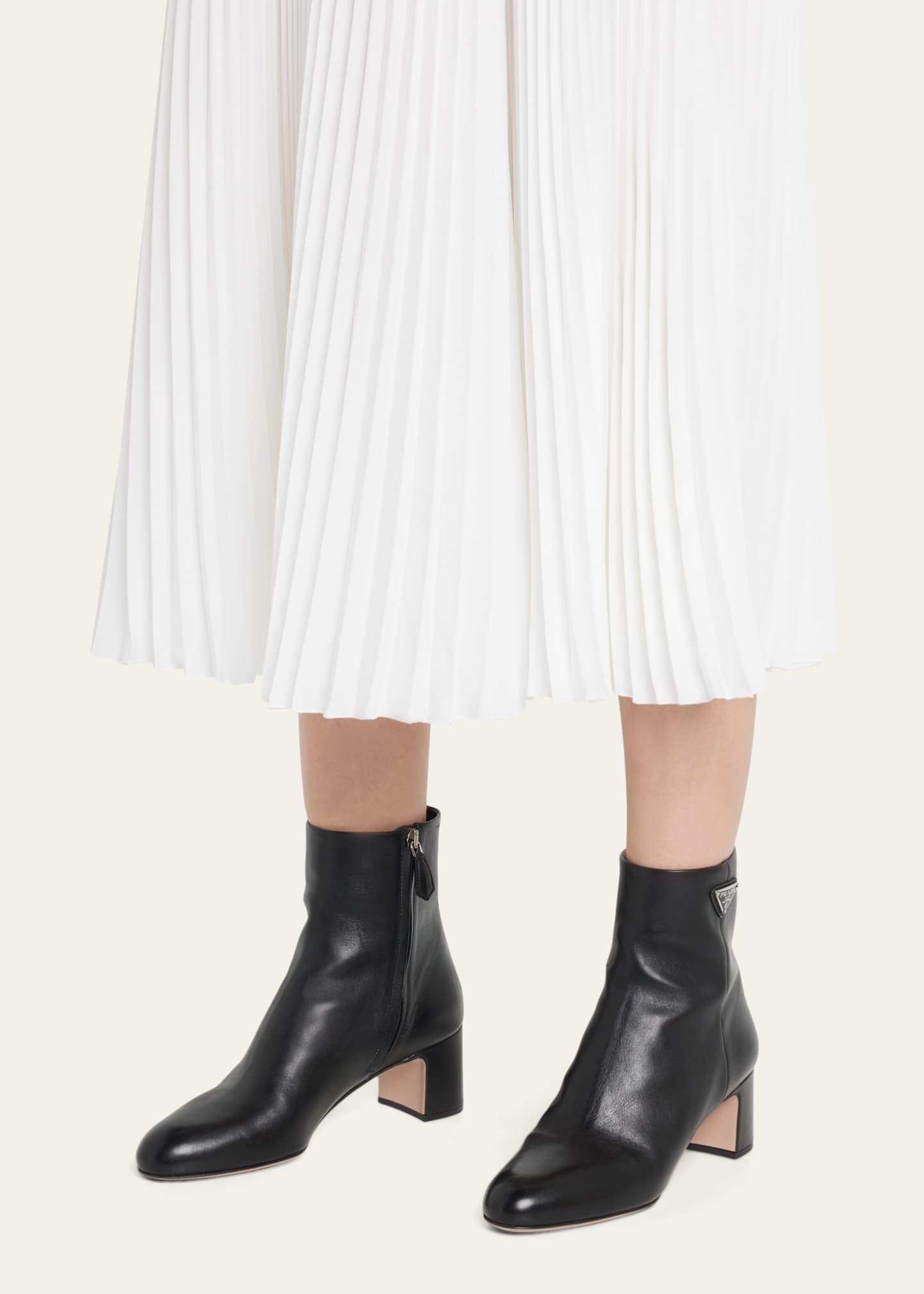Prada Leather Zip Ankle-Booties Image 2 of 5