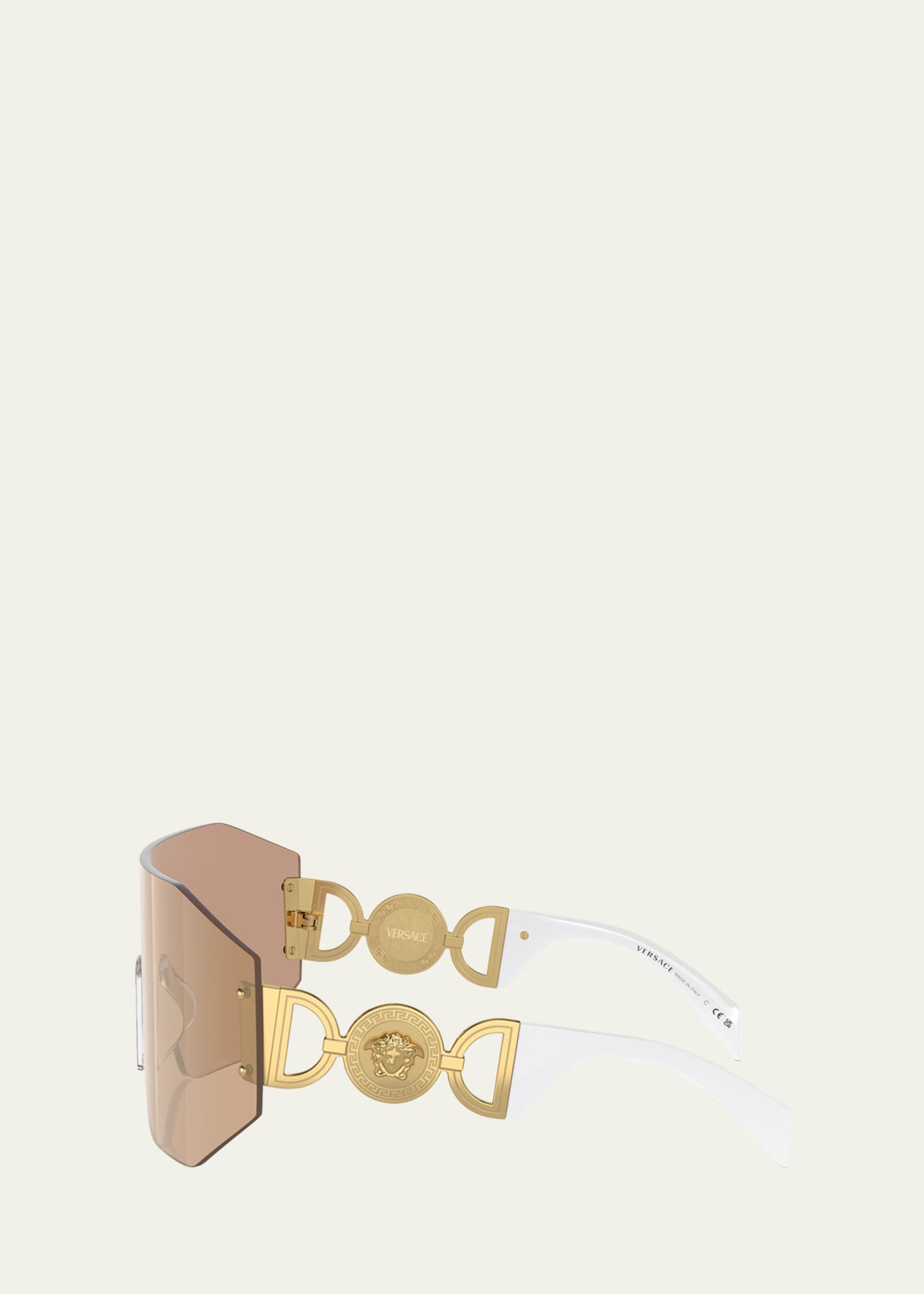 Versace Rimless Medusa Metal & Plastic Shield Sunglasses Bergdorf Goodman