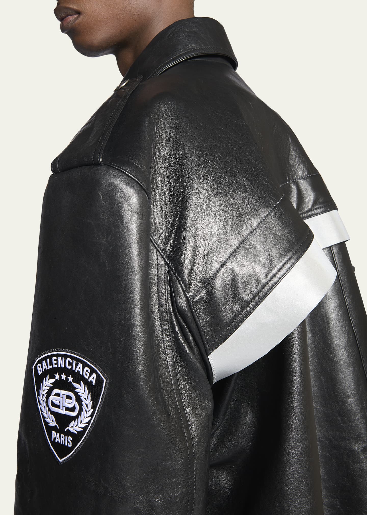 Mens balenciaga leather jacket sales