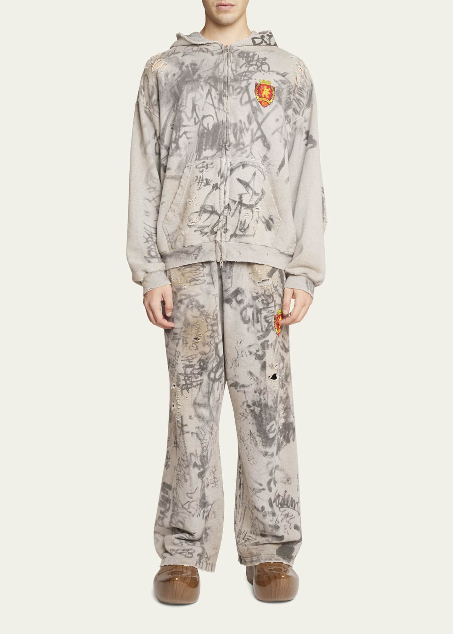 Balenciaga Printed cotton fleece hoodie Balenciaga